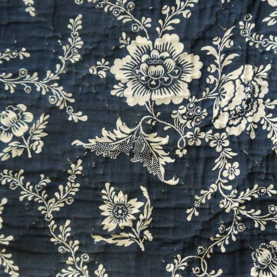 Indigo floral quilt