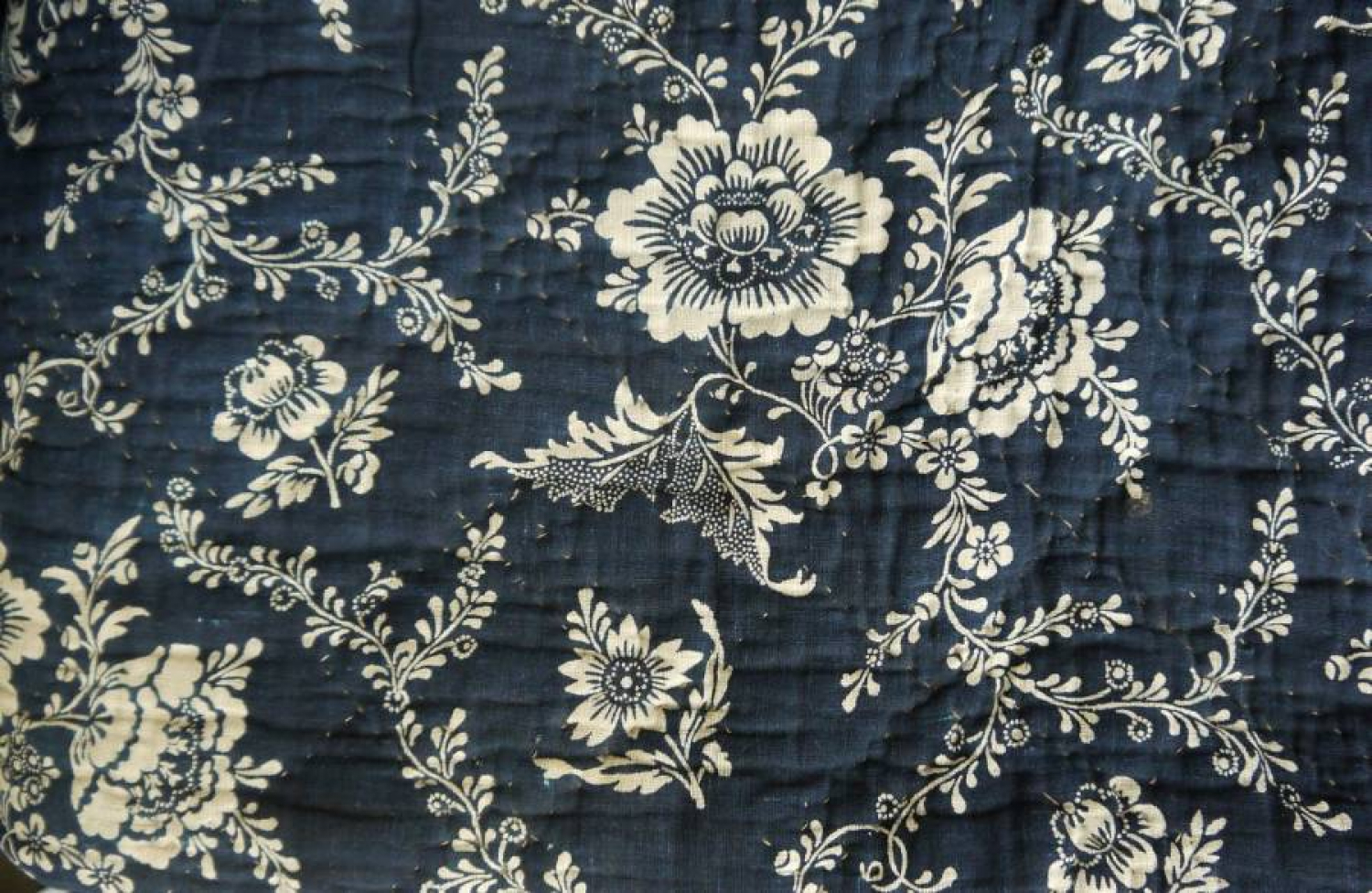 Indigo floral quilt