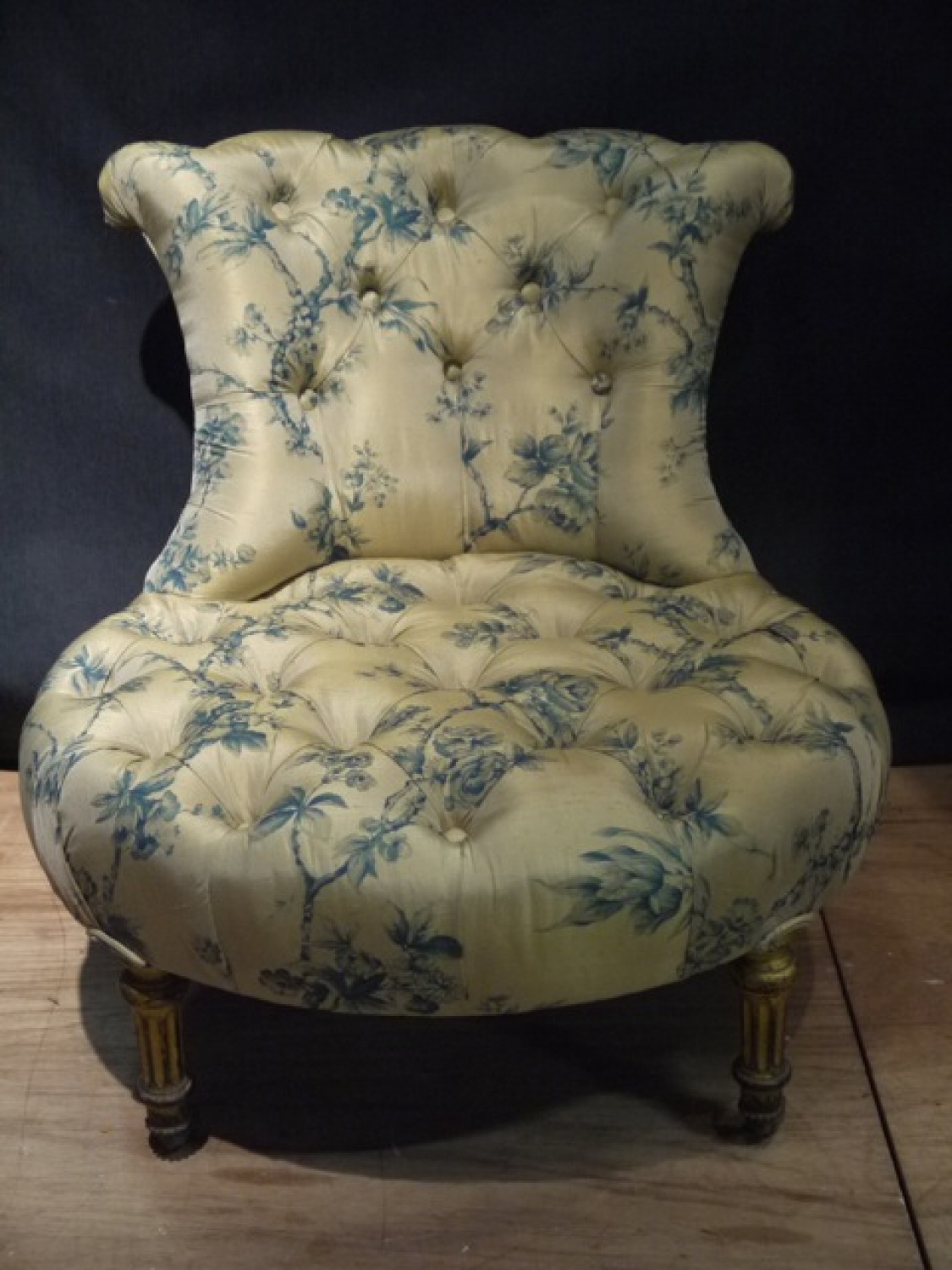 Silk covered low chair