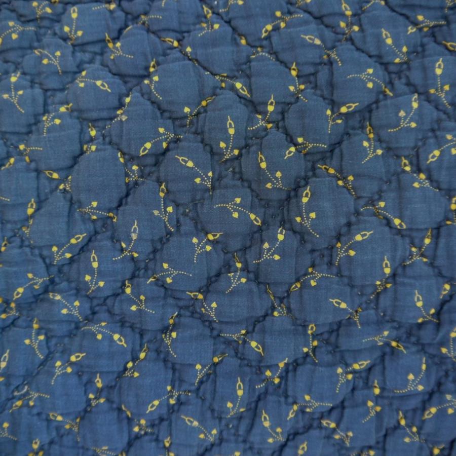 19th century Blue Quilt with Yellow Print
