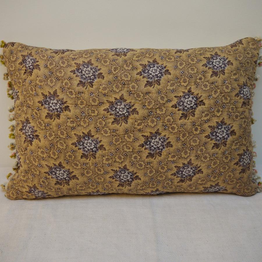 19th centruy French Purple Floral Cushion