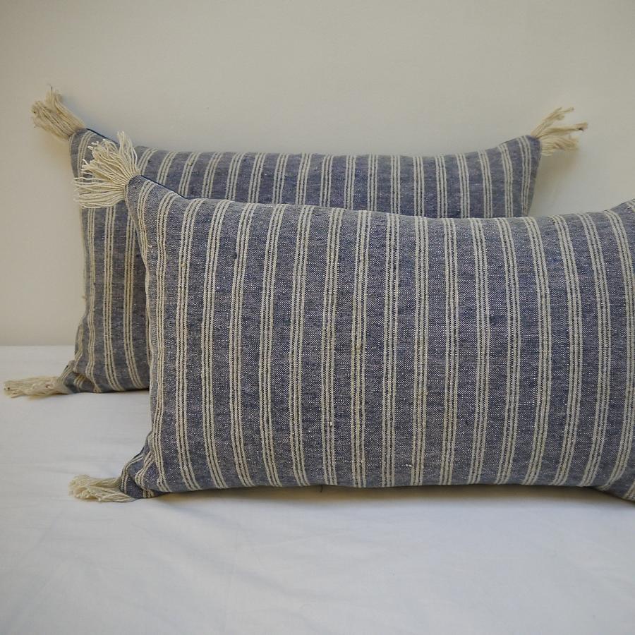 Pair of 19th century French Striped Cushions