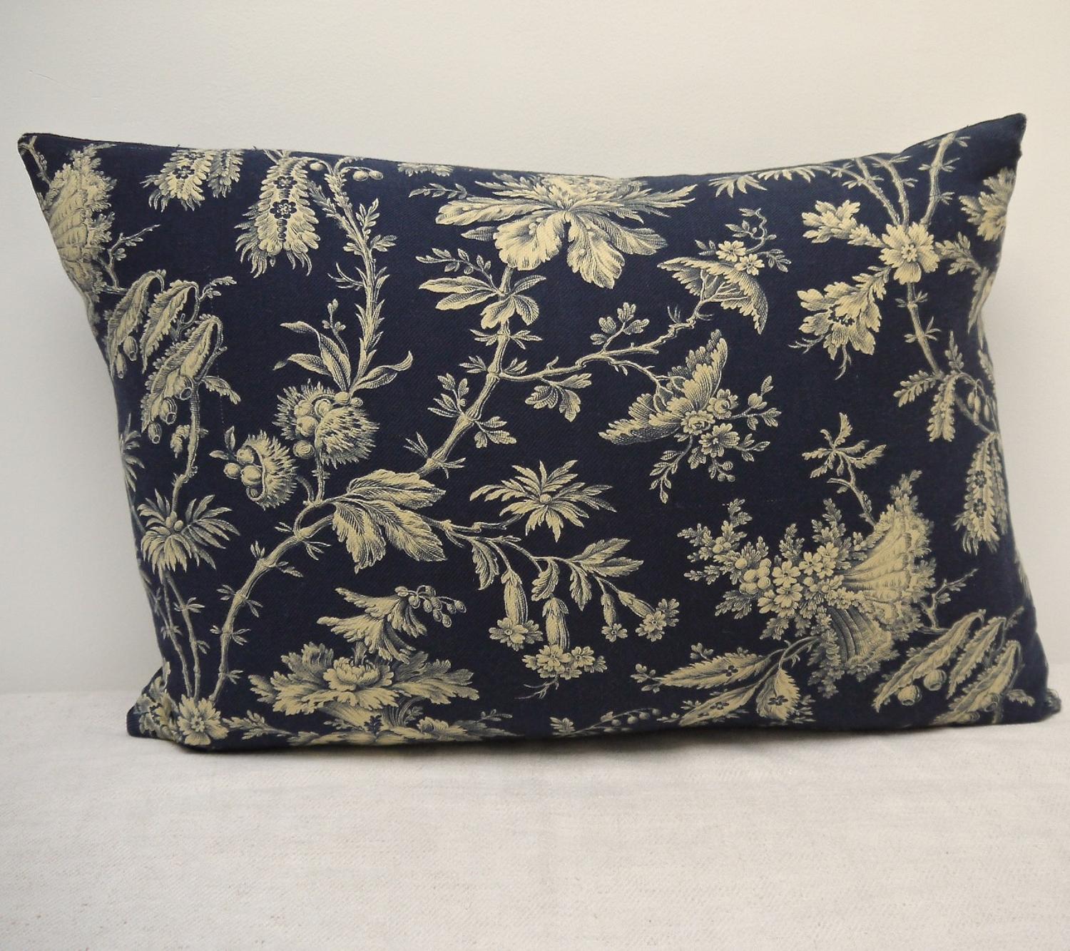 French 19th century Exotic Flowered Cushion