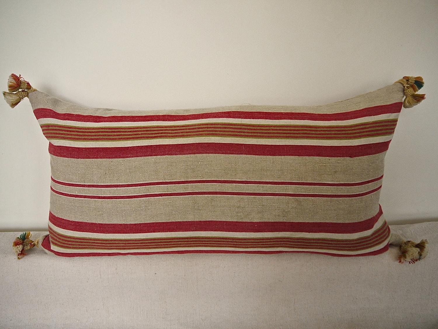French Striped Linen Ticking Cushion