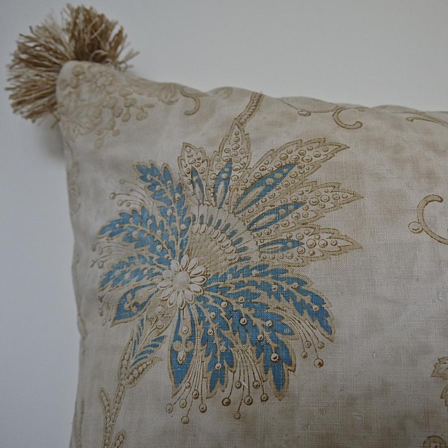 19th century French Indienne cotton cushion