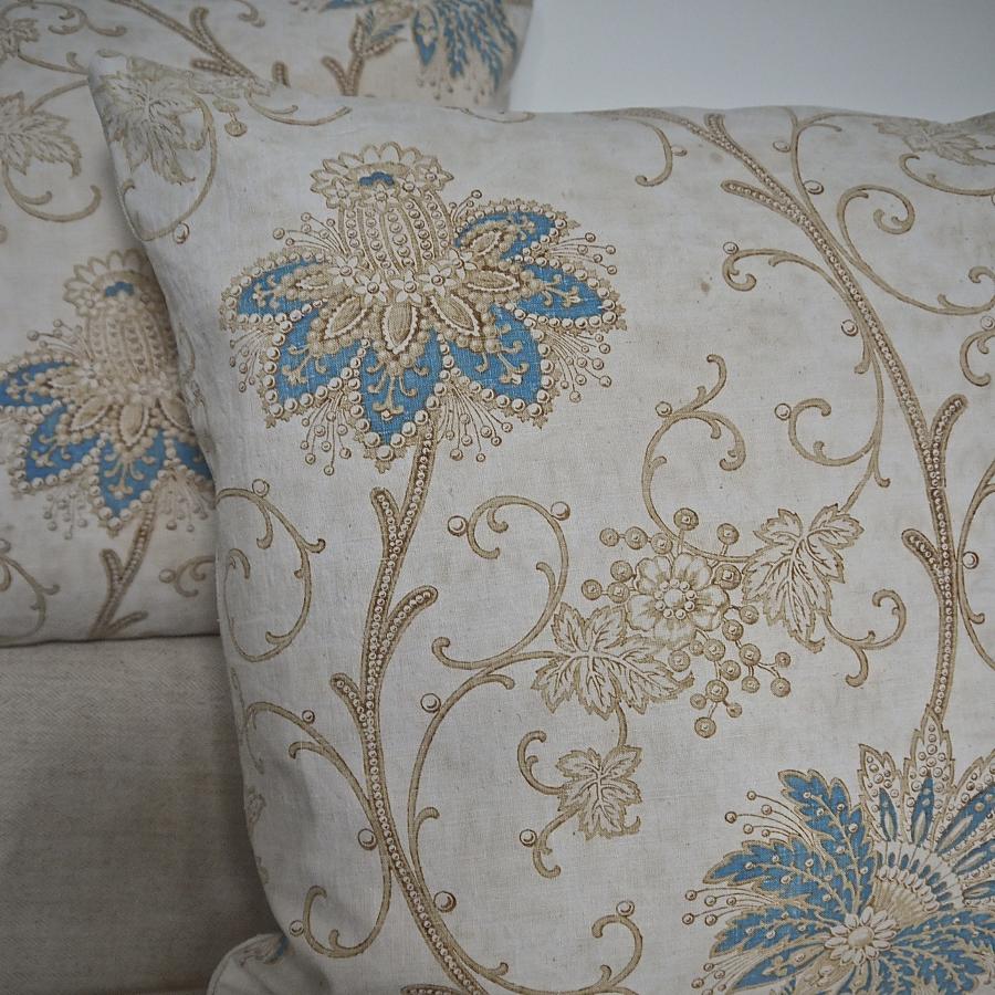 Pair of 19th century French Indienne cotton cushions