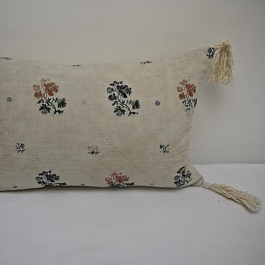 Late 18th century French wool woven on linen cushion