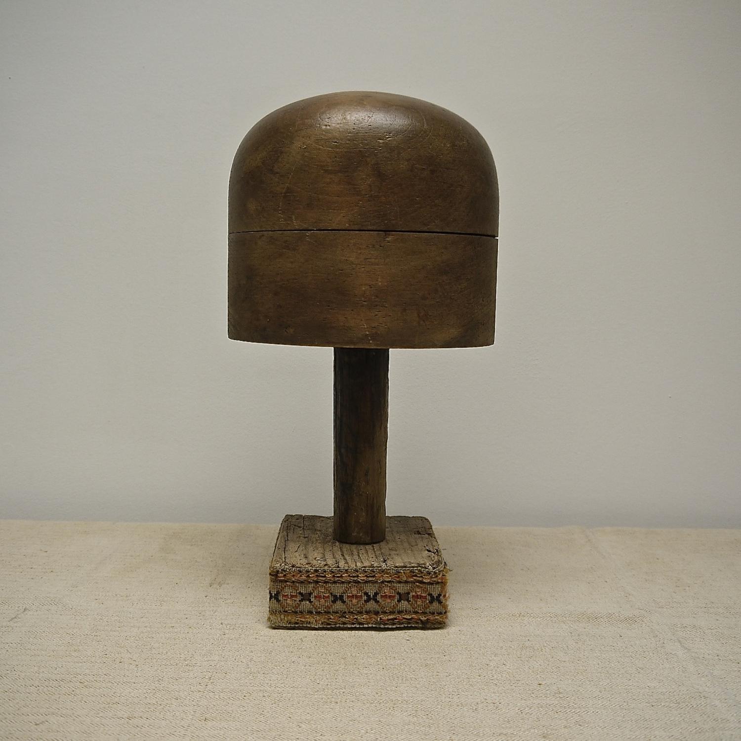 19th century French hat block on stand