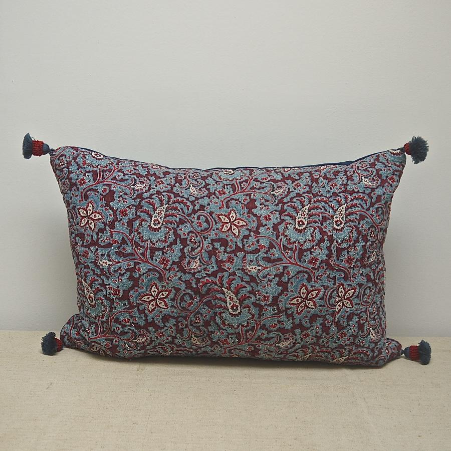 Early 19th century French block printed cushion