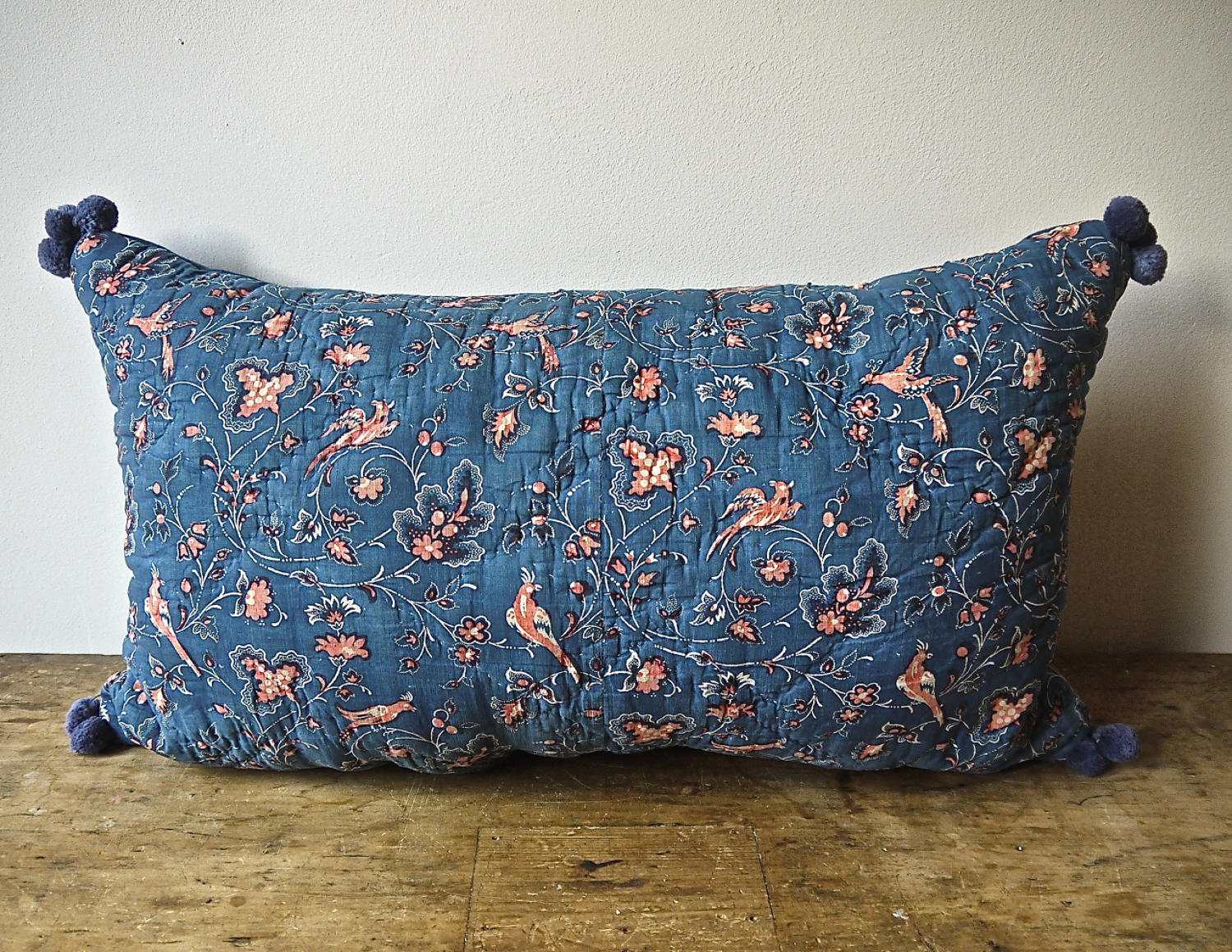 Early 19th century French blockprinted indigo cushion