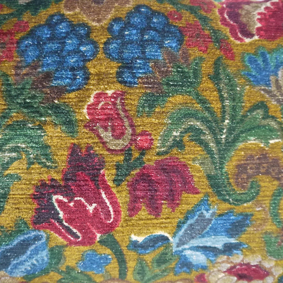Circa 1950s French floral cotton velvet cushion