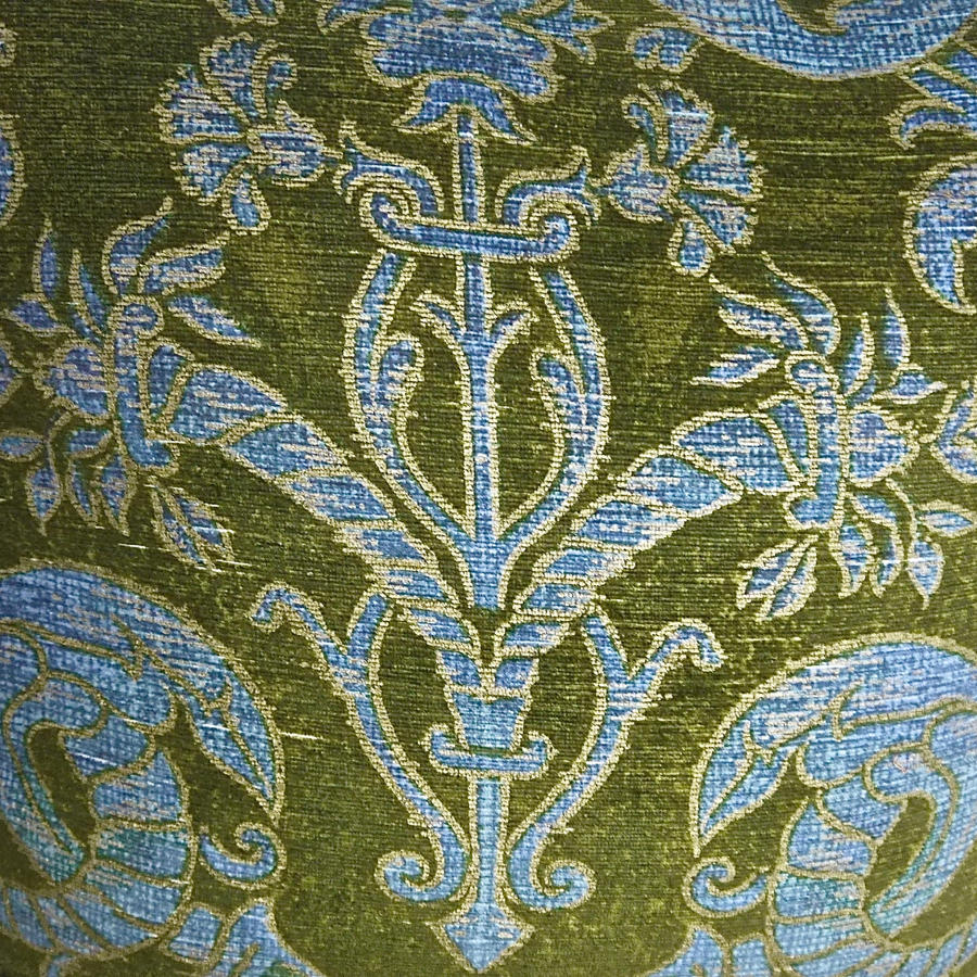 C.1950s French green velvet classical design cushion