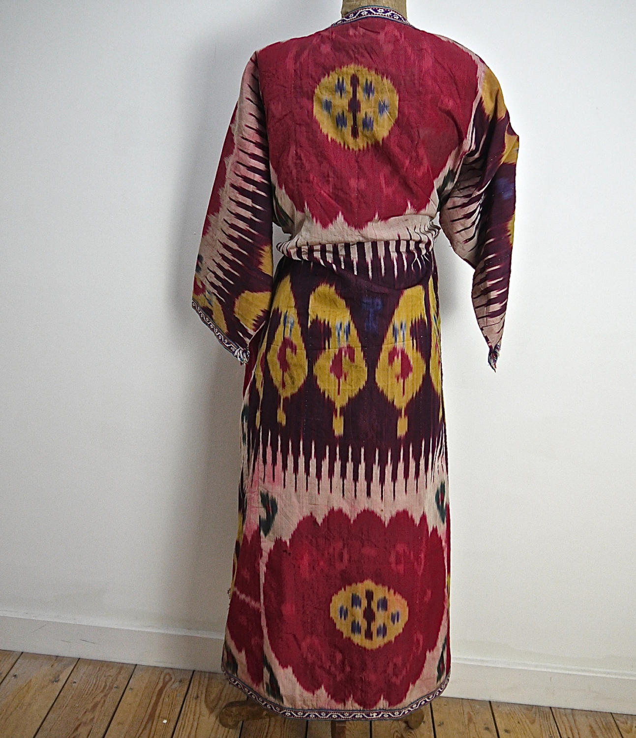 Late 19th century Uzbek silk ikat chapan robe