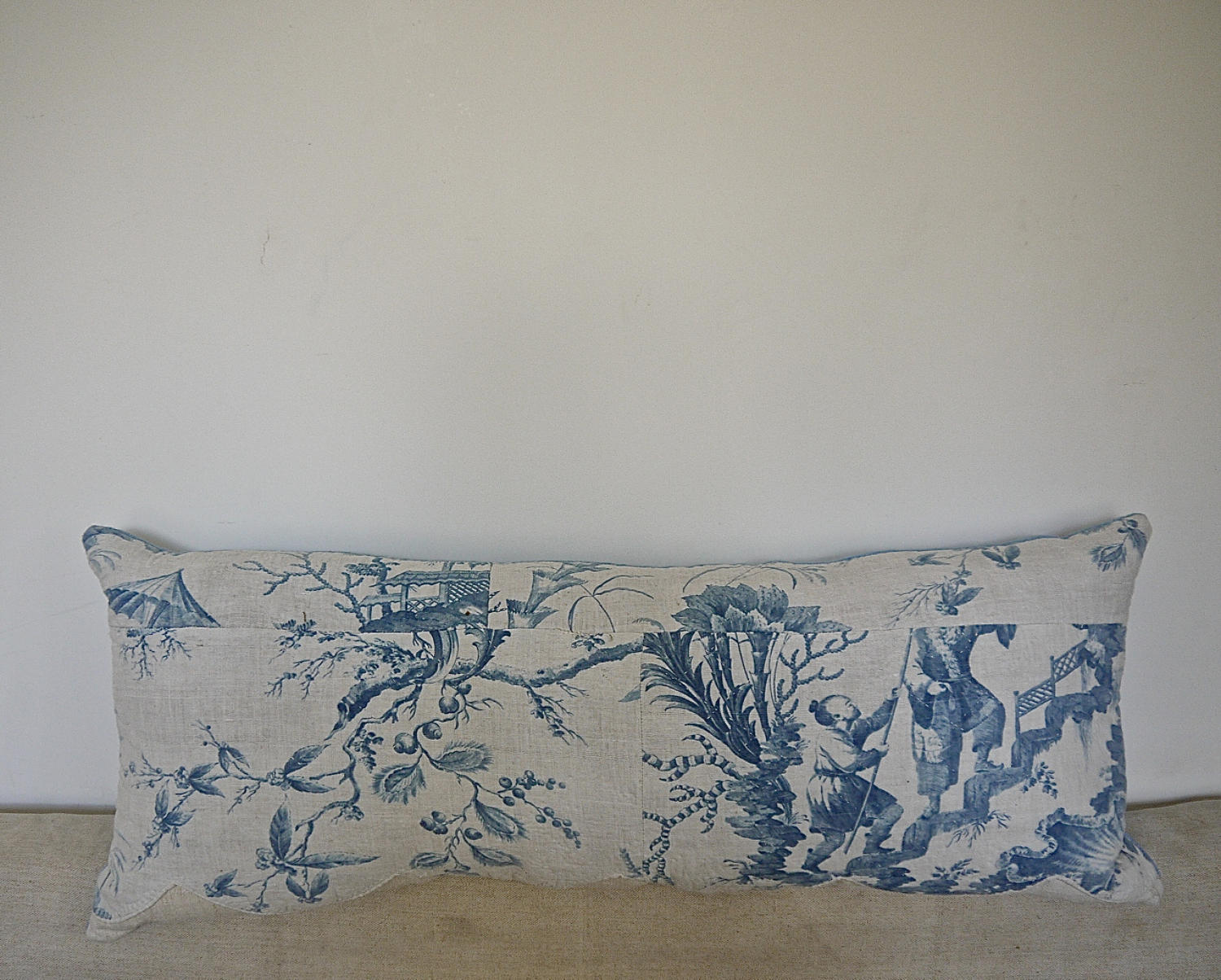18th century French Chinoiserie toile cushion
