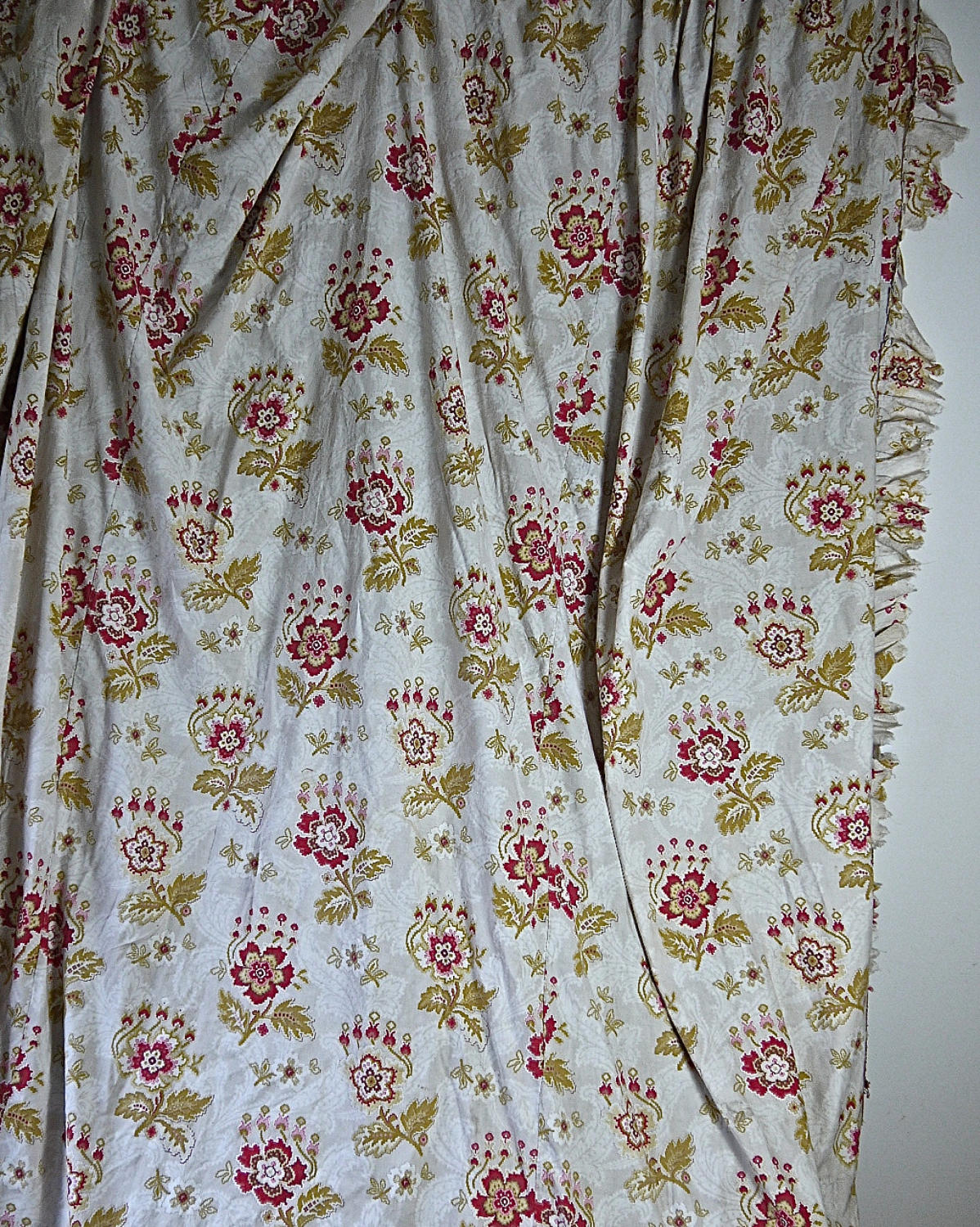 Late 19th century French faded print cotton Curtain