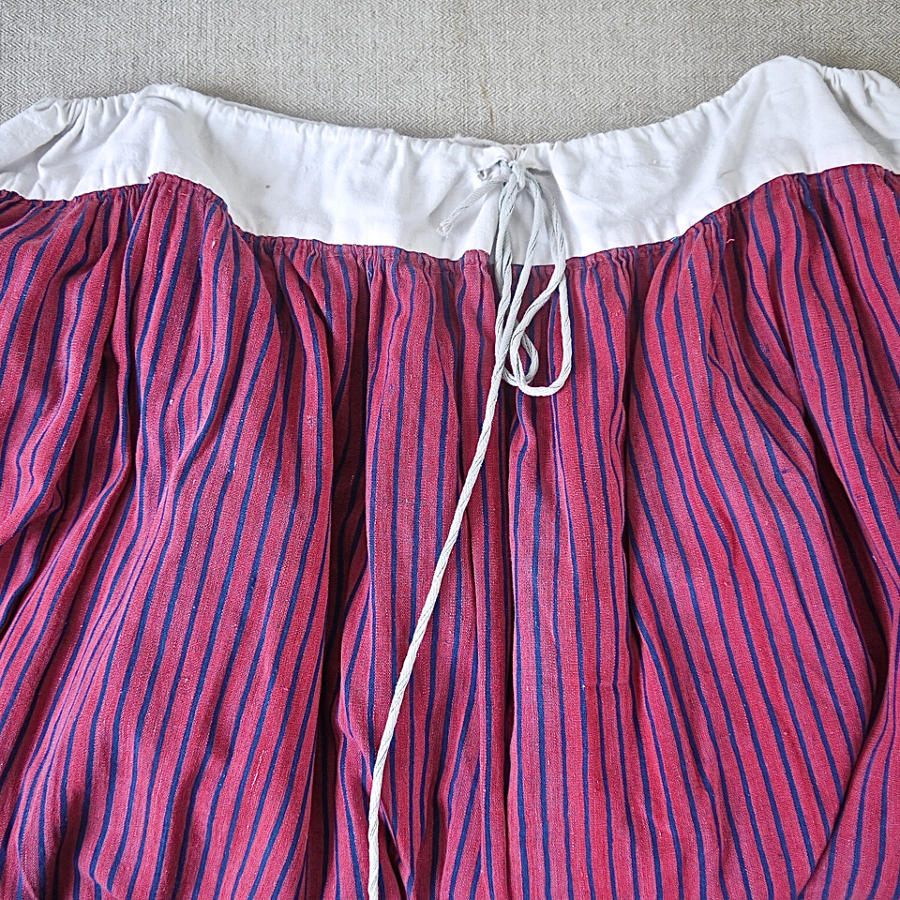 19th century French indigo striped cotton Skirt