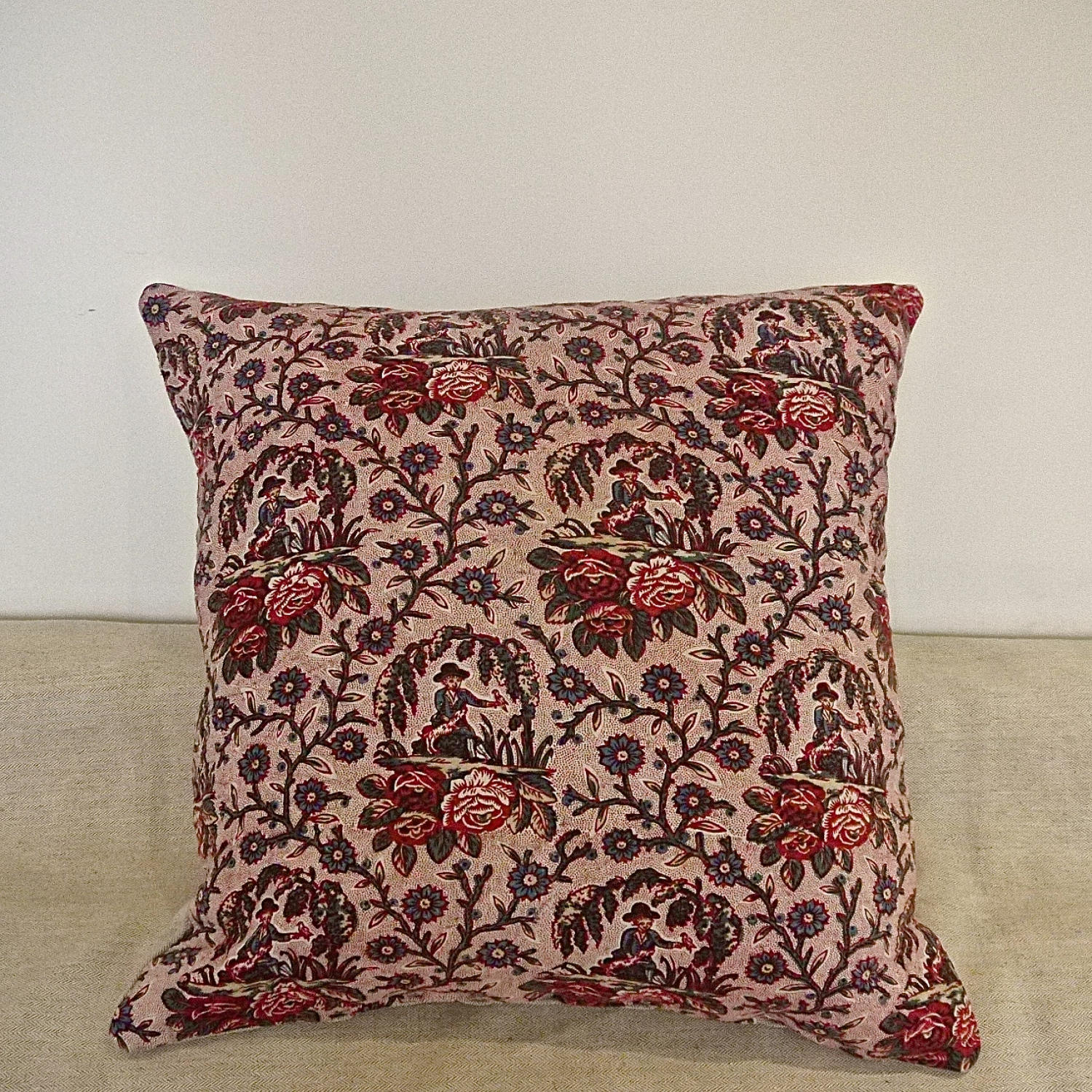 18th century French naive toile cushion