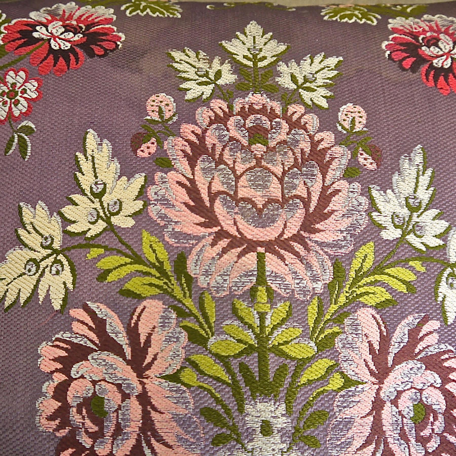 18th century French lilac pink floral silk cushion