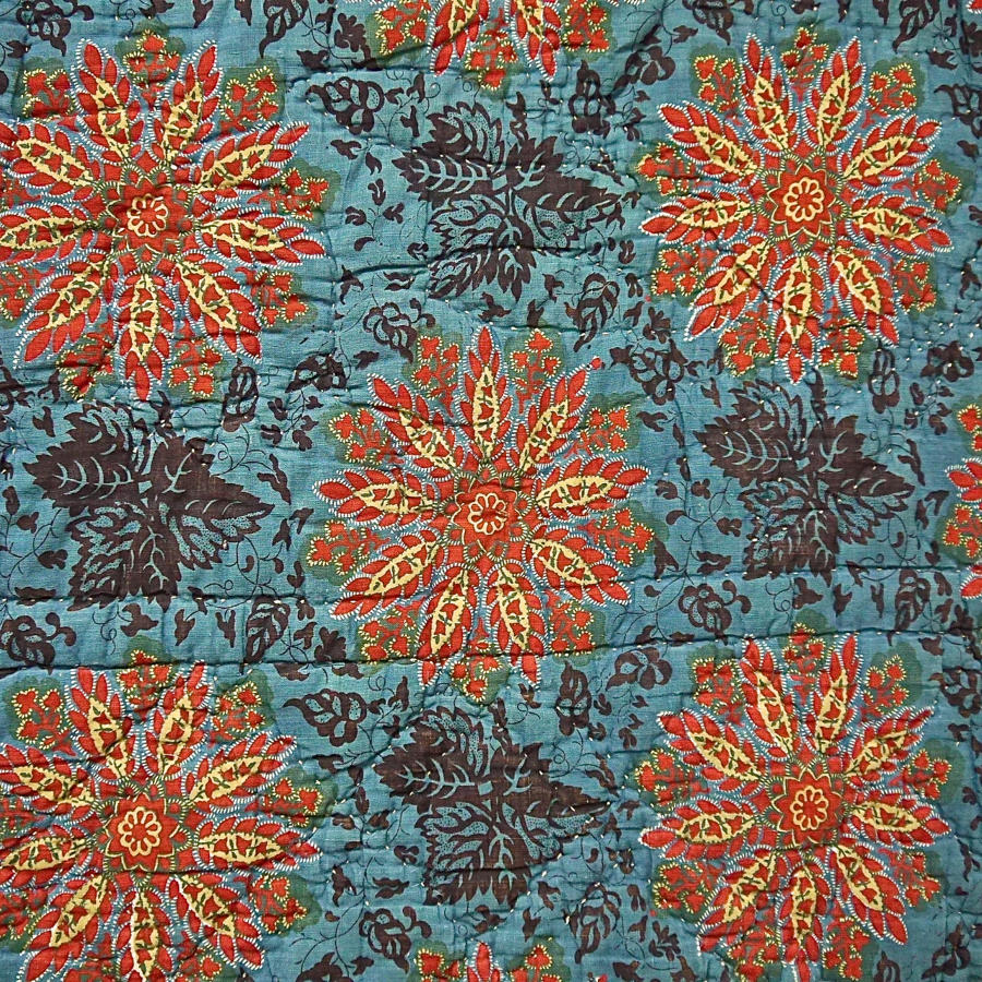 19th century French blockprinted quilt section