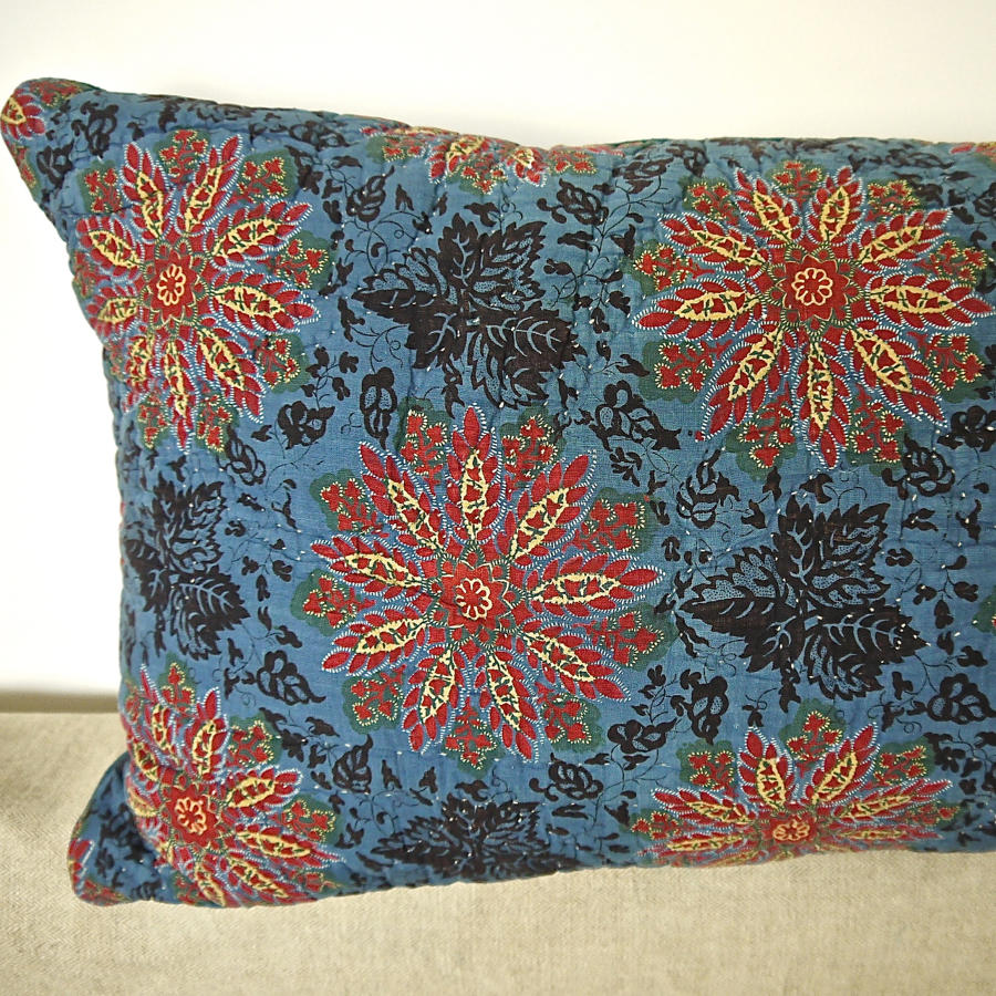 Early 19th century French blockprinted  cushion