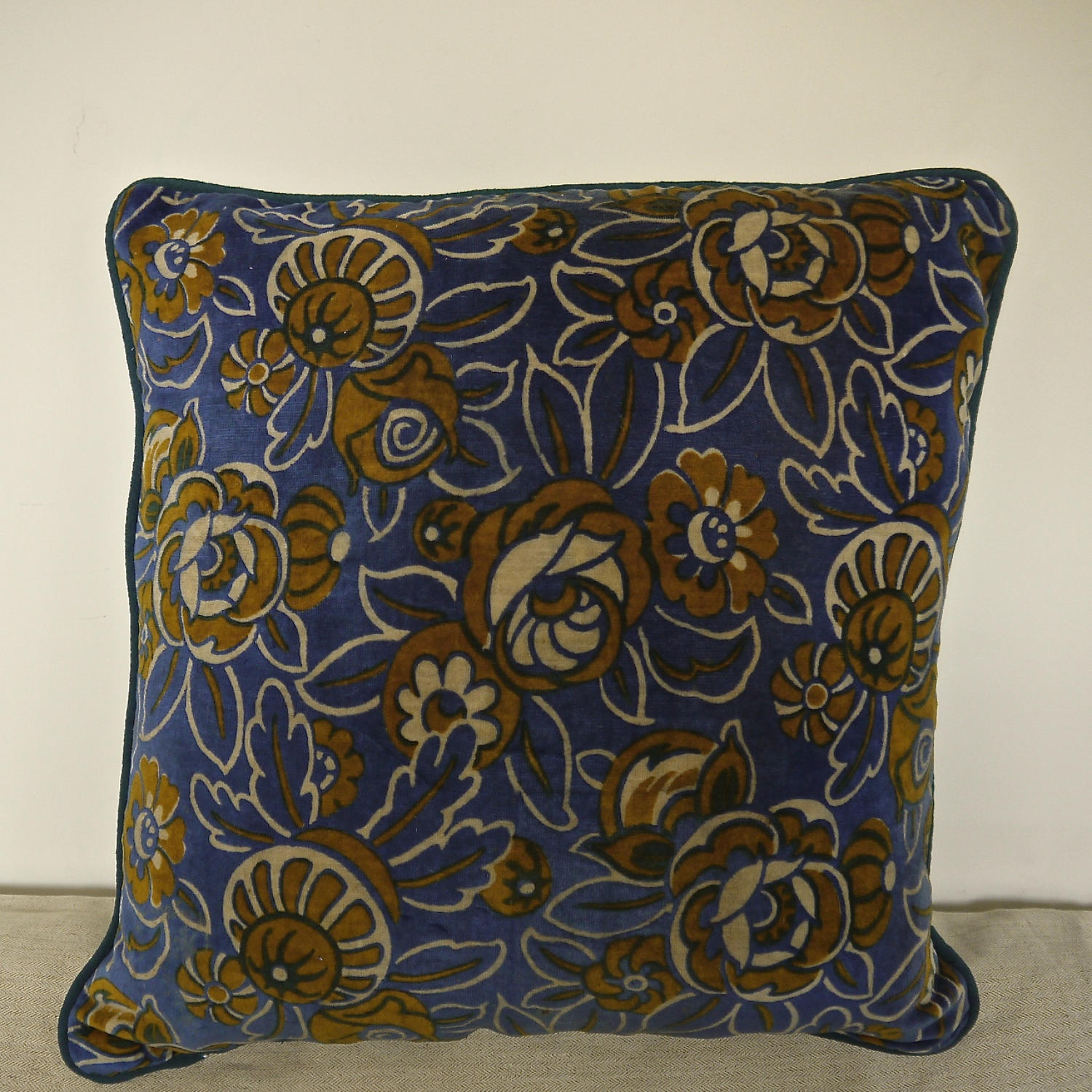 French c.1920s Art Deco cotton velvet cushion