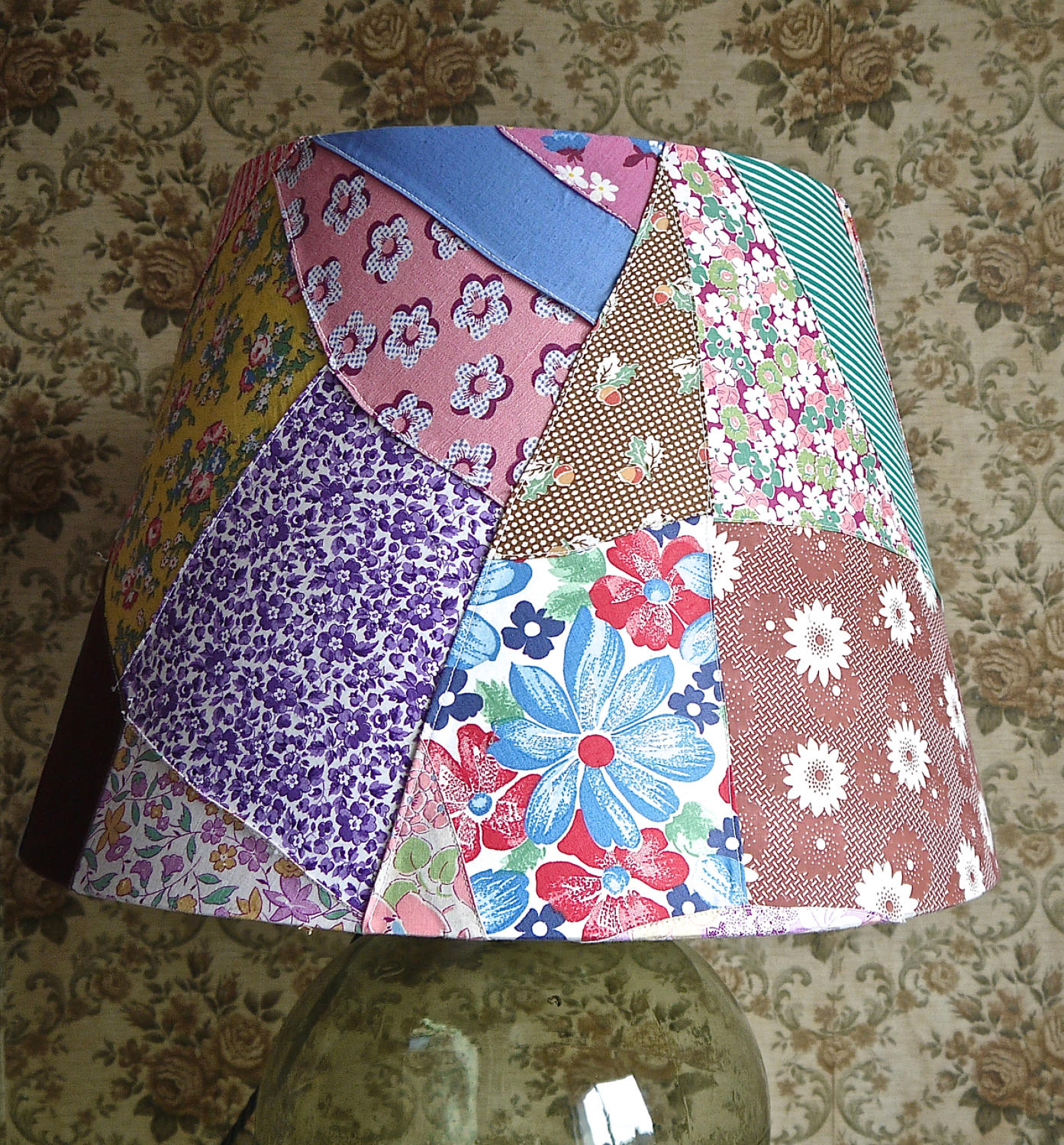 American patchwork vintage feedsack lampshade