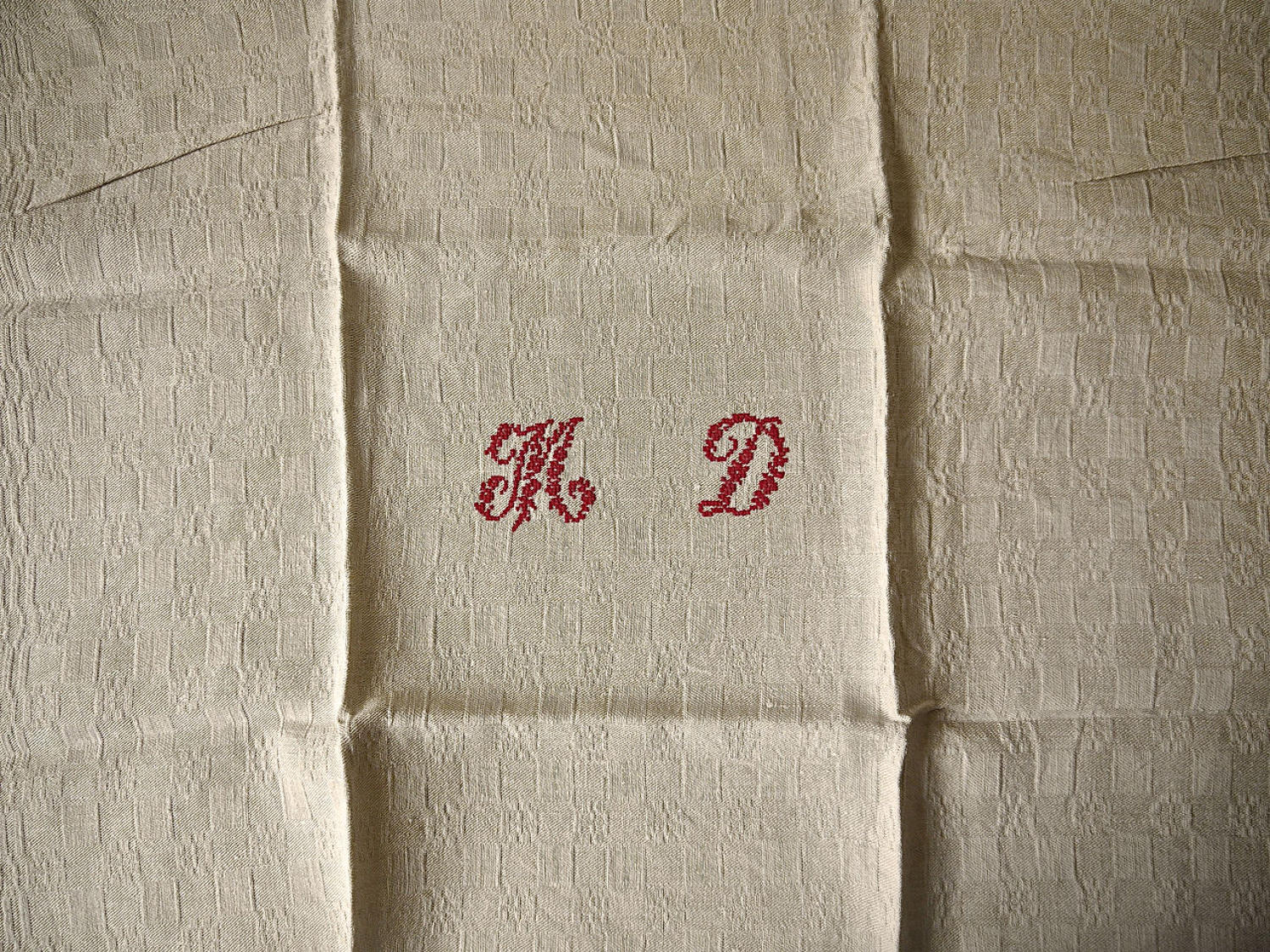 Set of 10 MD Monogrammed Linen Napkins French