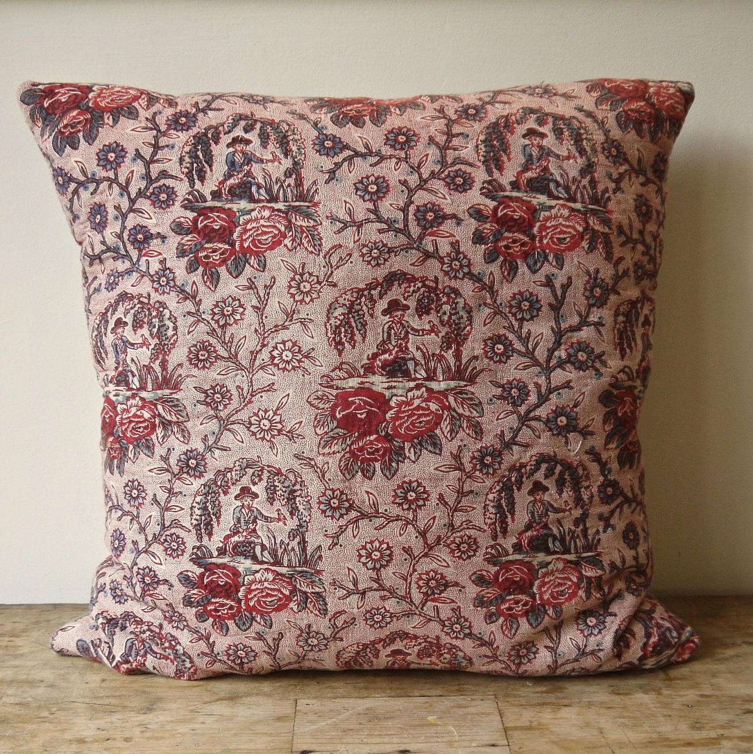 Naive Toile Cushion 18th century French
