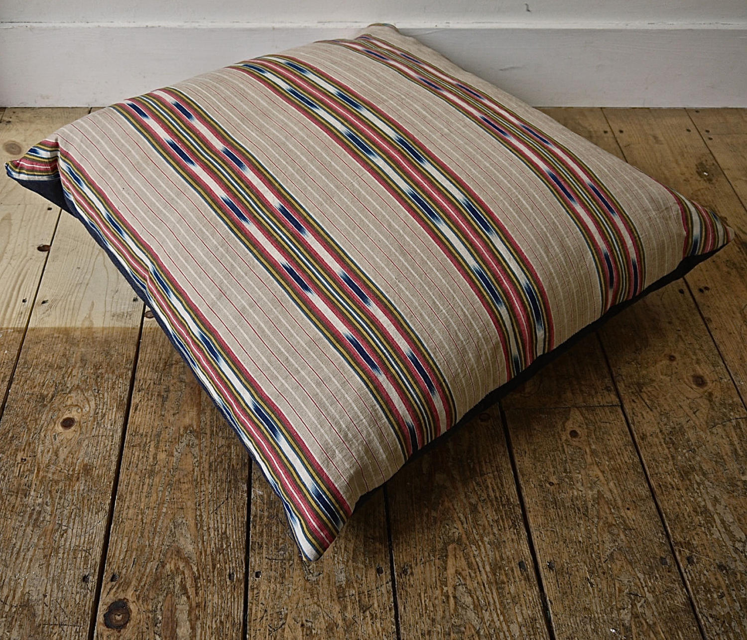 Striped Ikat Ticking Floor Cushion French 19thc