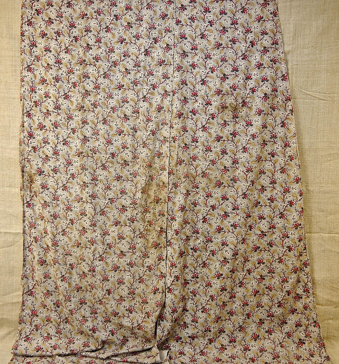 Pair of Blockprinted Red Flower Cotton Panels French 18th Century