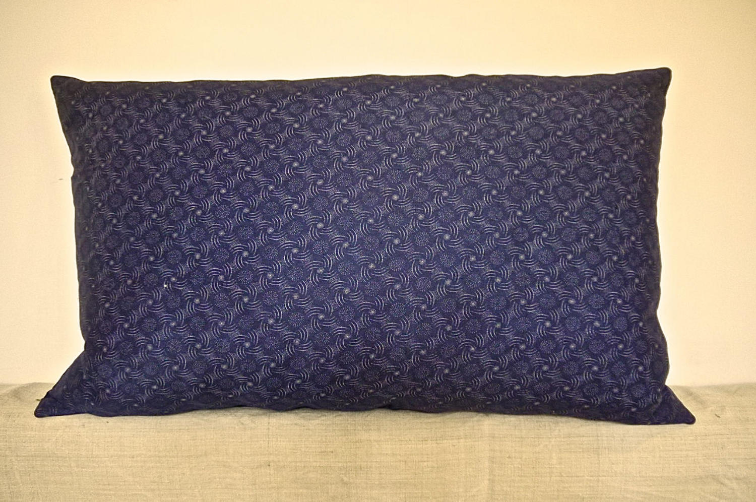 Dark Blue and White Print Cotton Cushion French 1900s