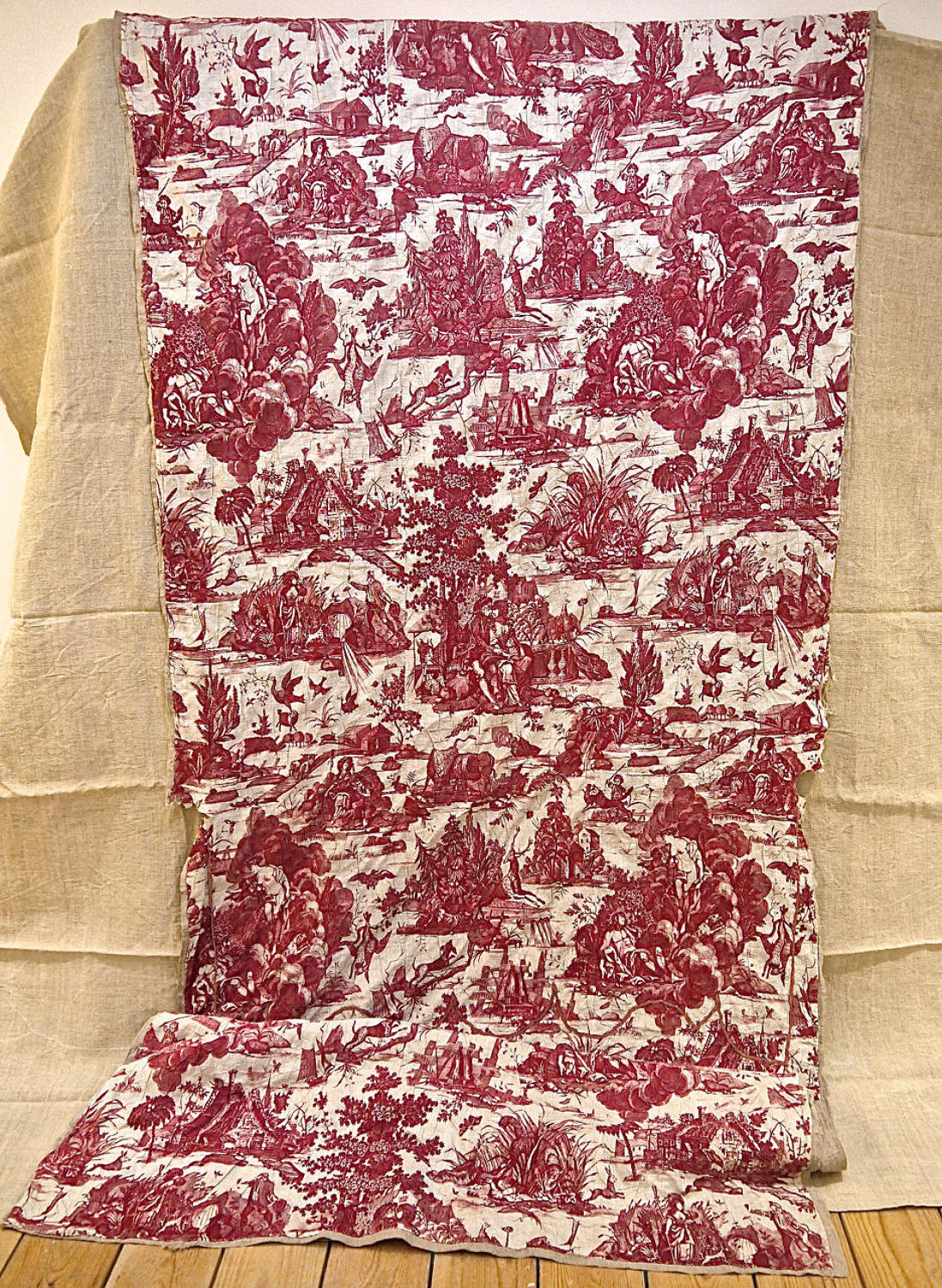 Red Toile de Beautiran Cotton Panel French 18th century