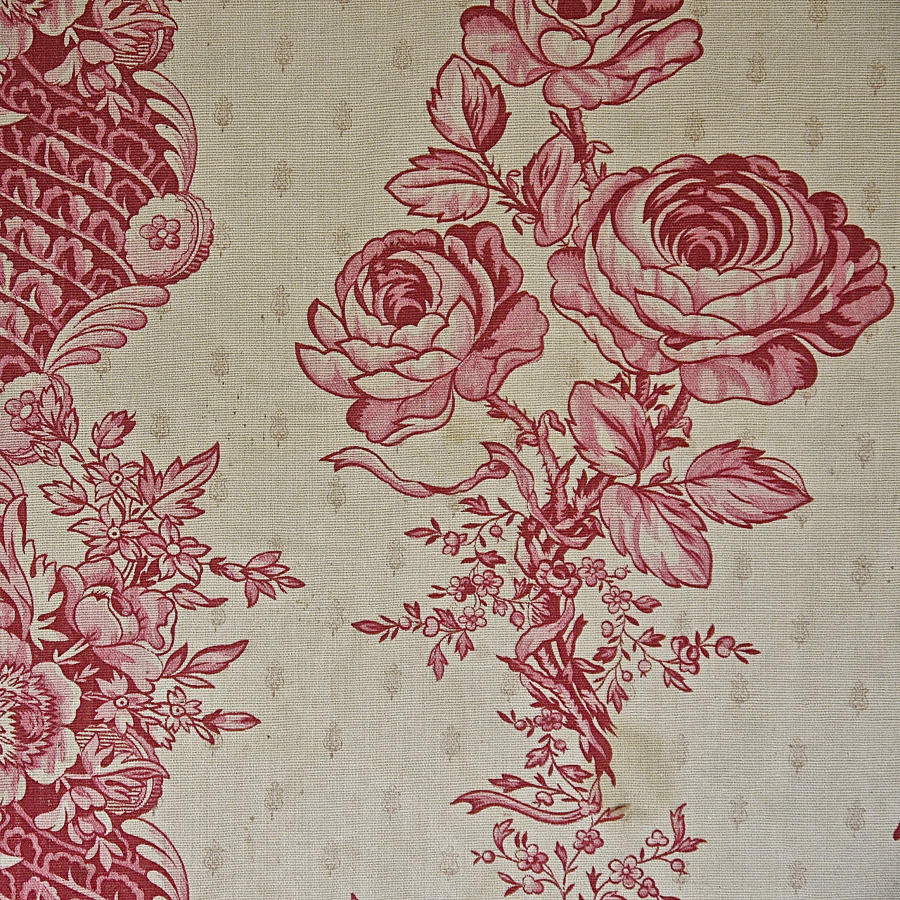 Pink Roses and Columns Cotton Cover French 19th Century
