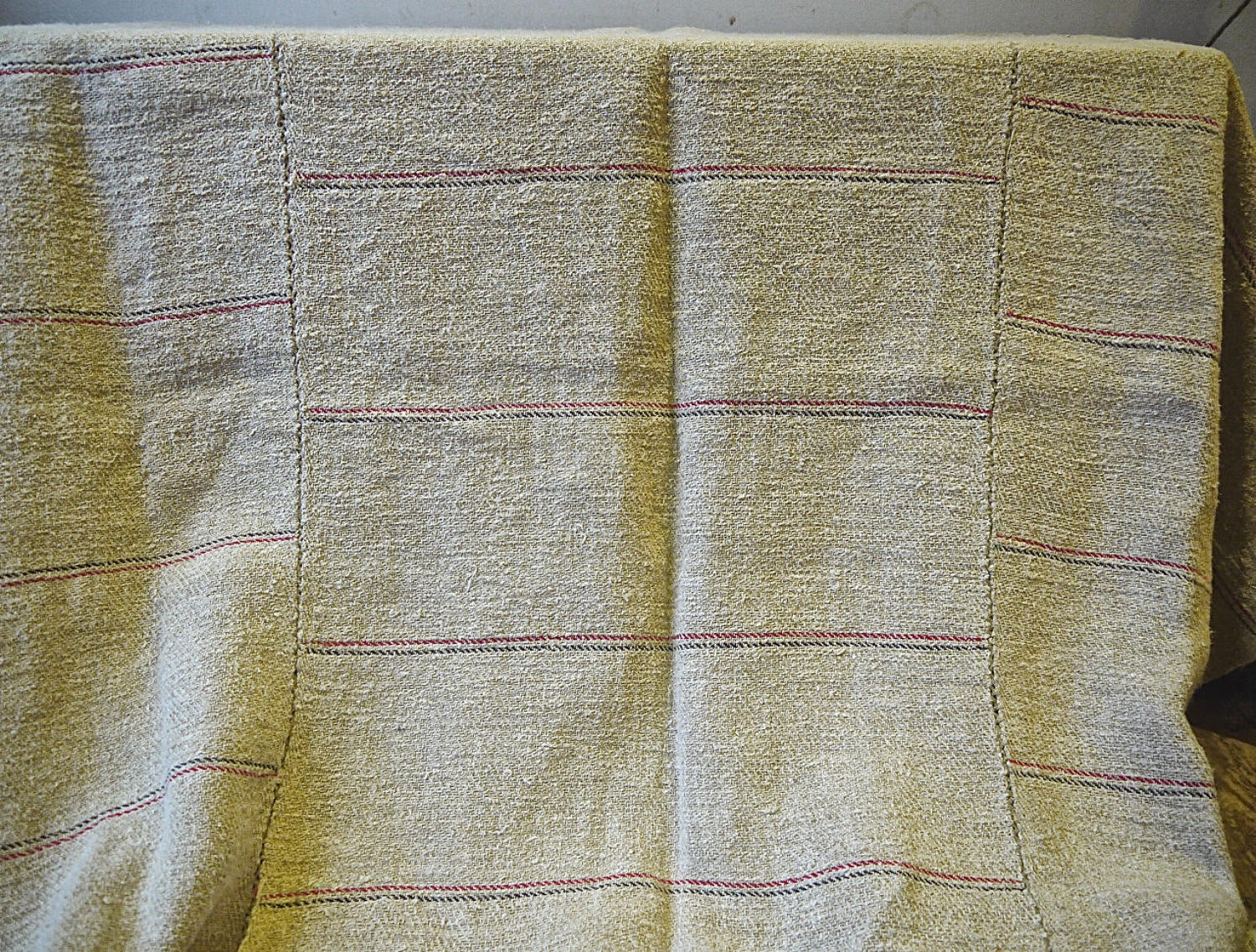 Hemp Striped Cloth French Alsace 19th Century
