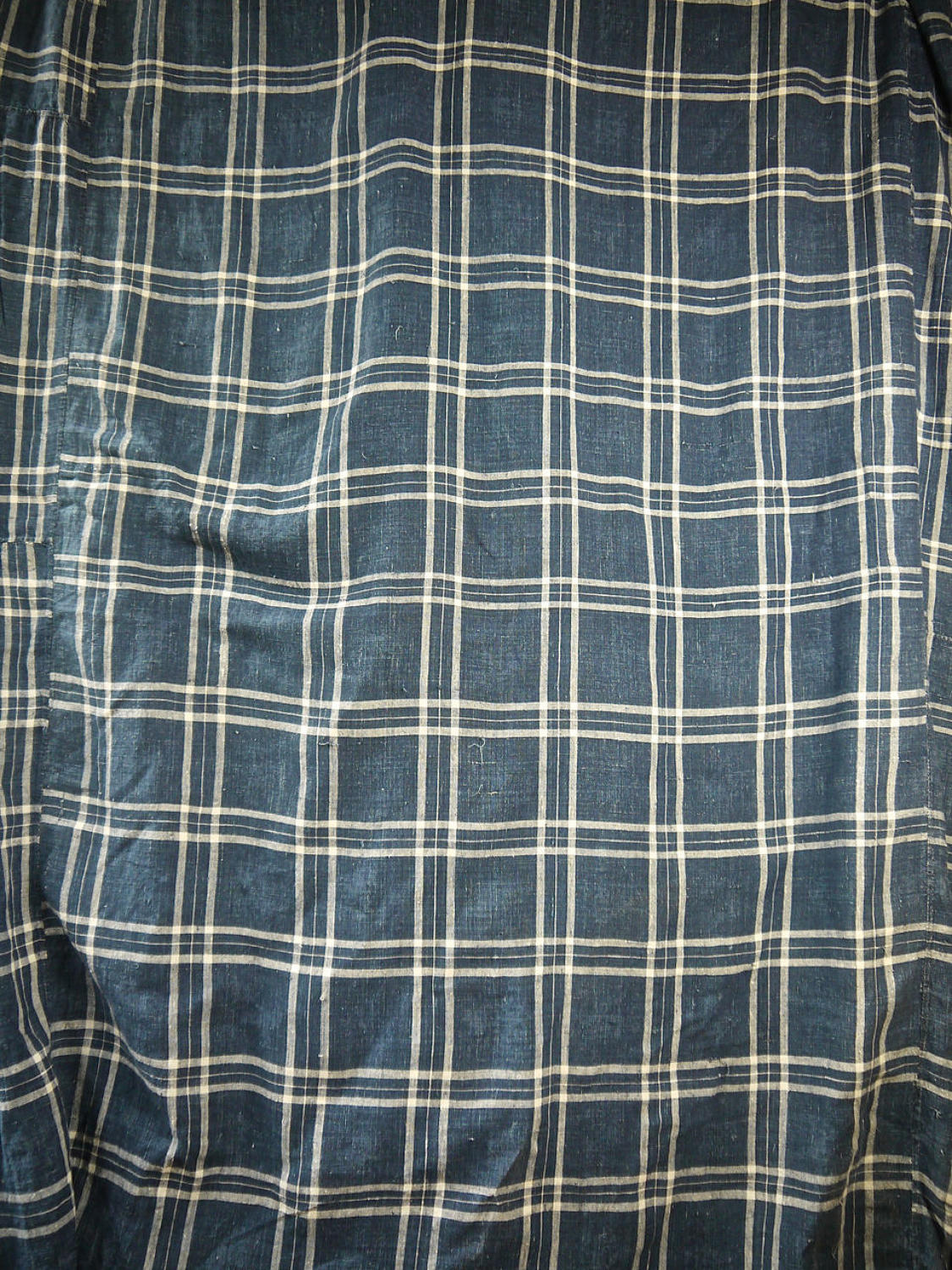 Indigo Checked Linen Mattress Cover French 18th Century