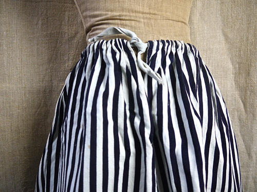 Indigo Striped Cotton Jupon French 19th Century