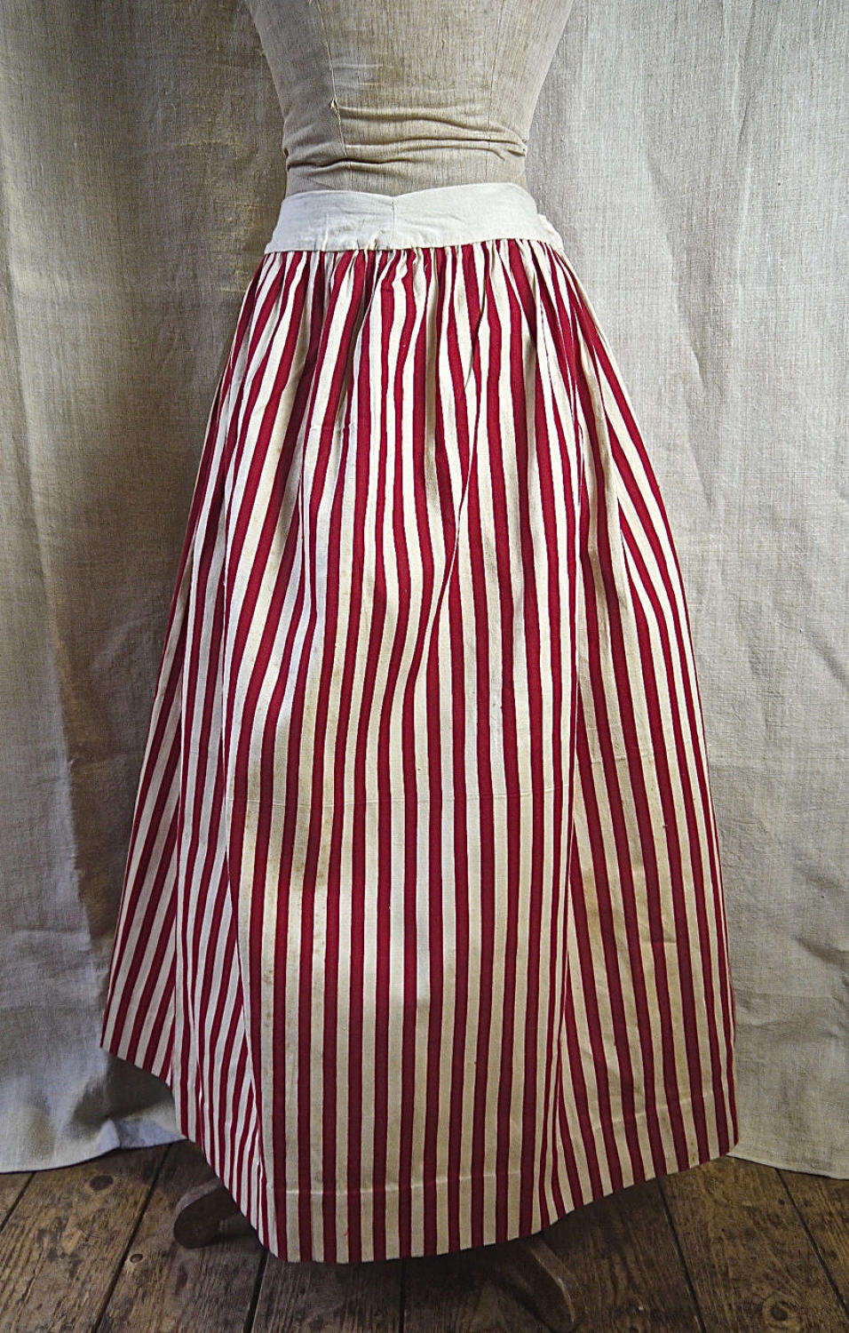 Red Striped Cotton Jupon French 19th Century