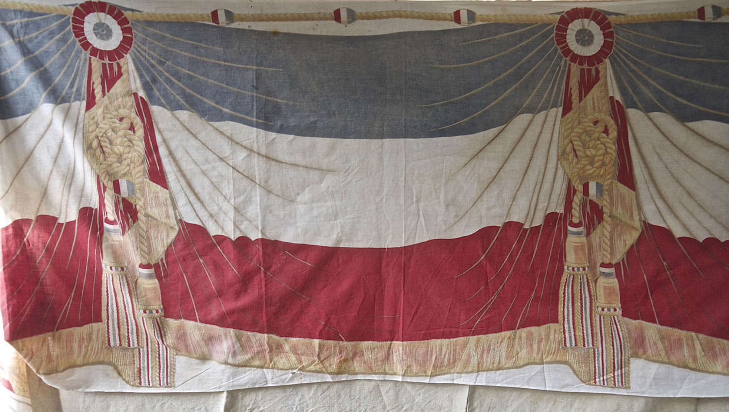 Trompe L’Oeil 14th Juillet Cotton Banner French 19th Century