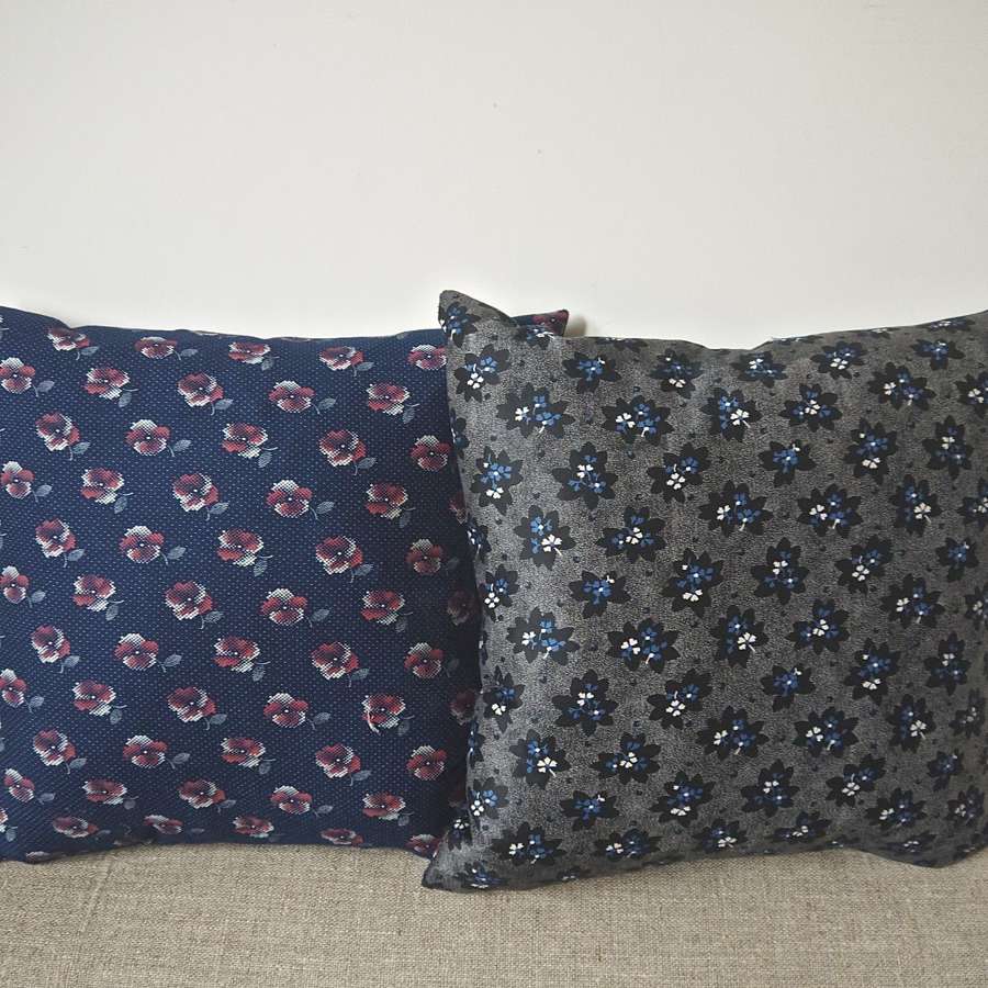 Pair of Printed Cotton Cushions French Early 20th century