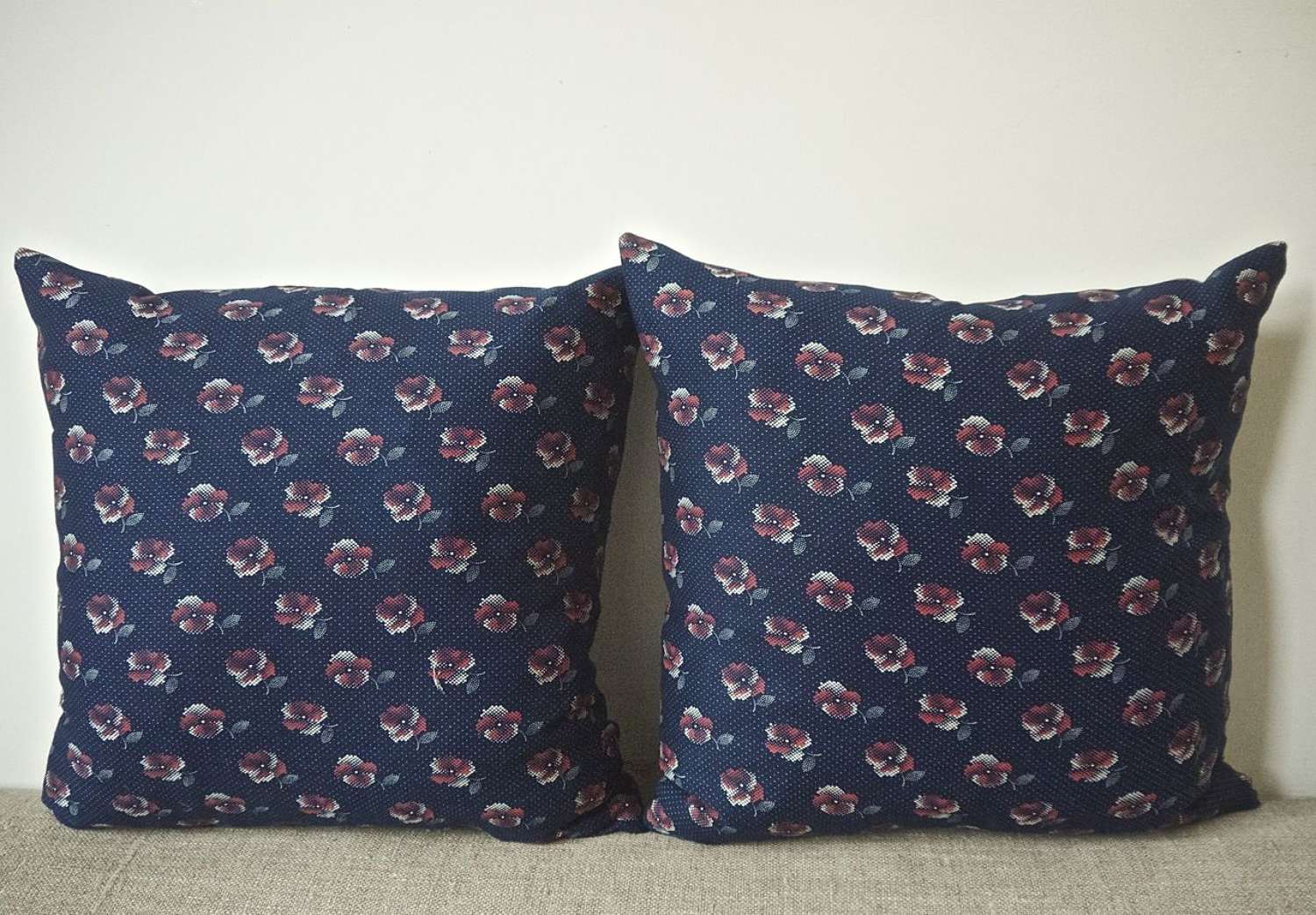 Pair of Printed Cotton Cushions French Early 20th century