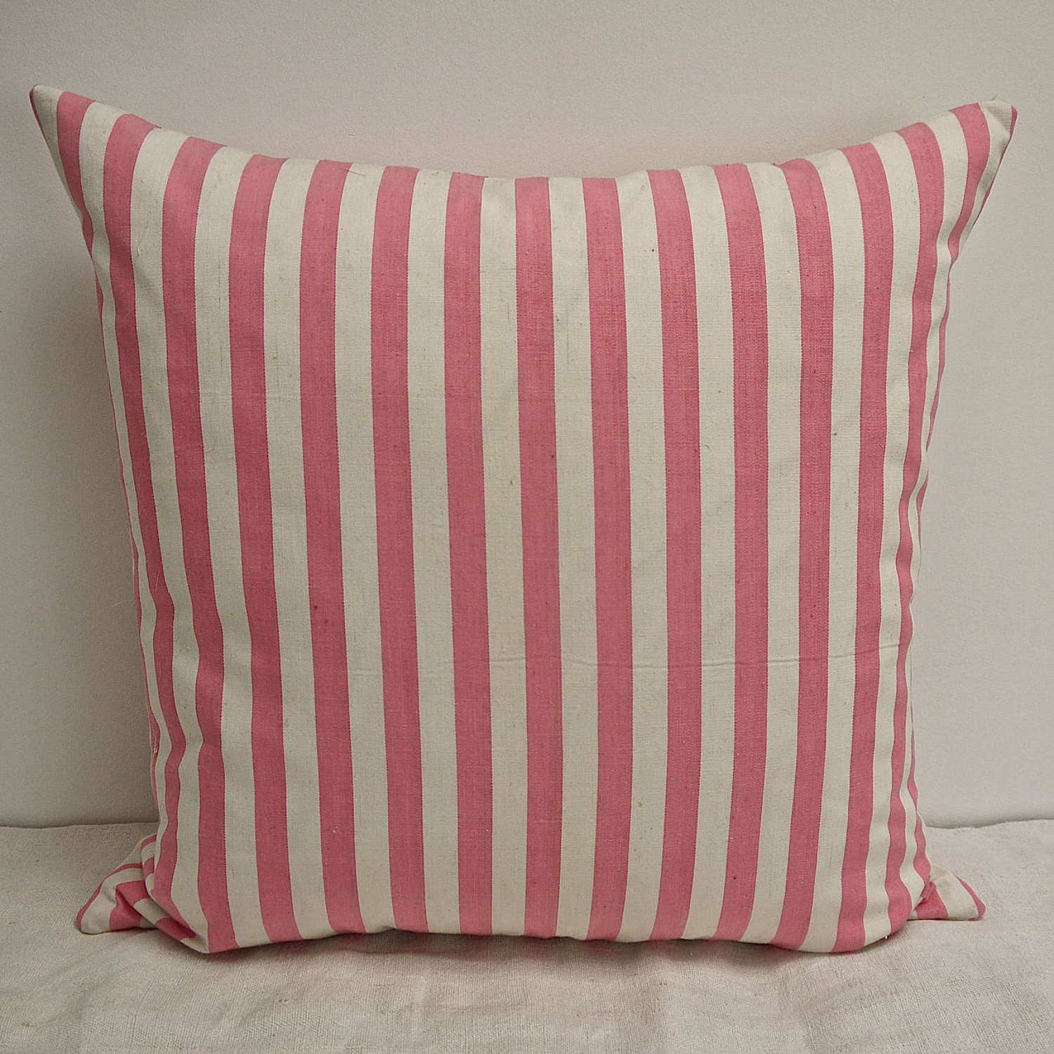 Pink and White Stripe Cotton Cushion French C.1920s