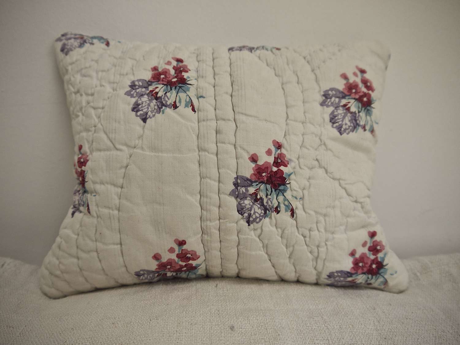 Pretty Print Small Lavender Cushion French 19th Century