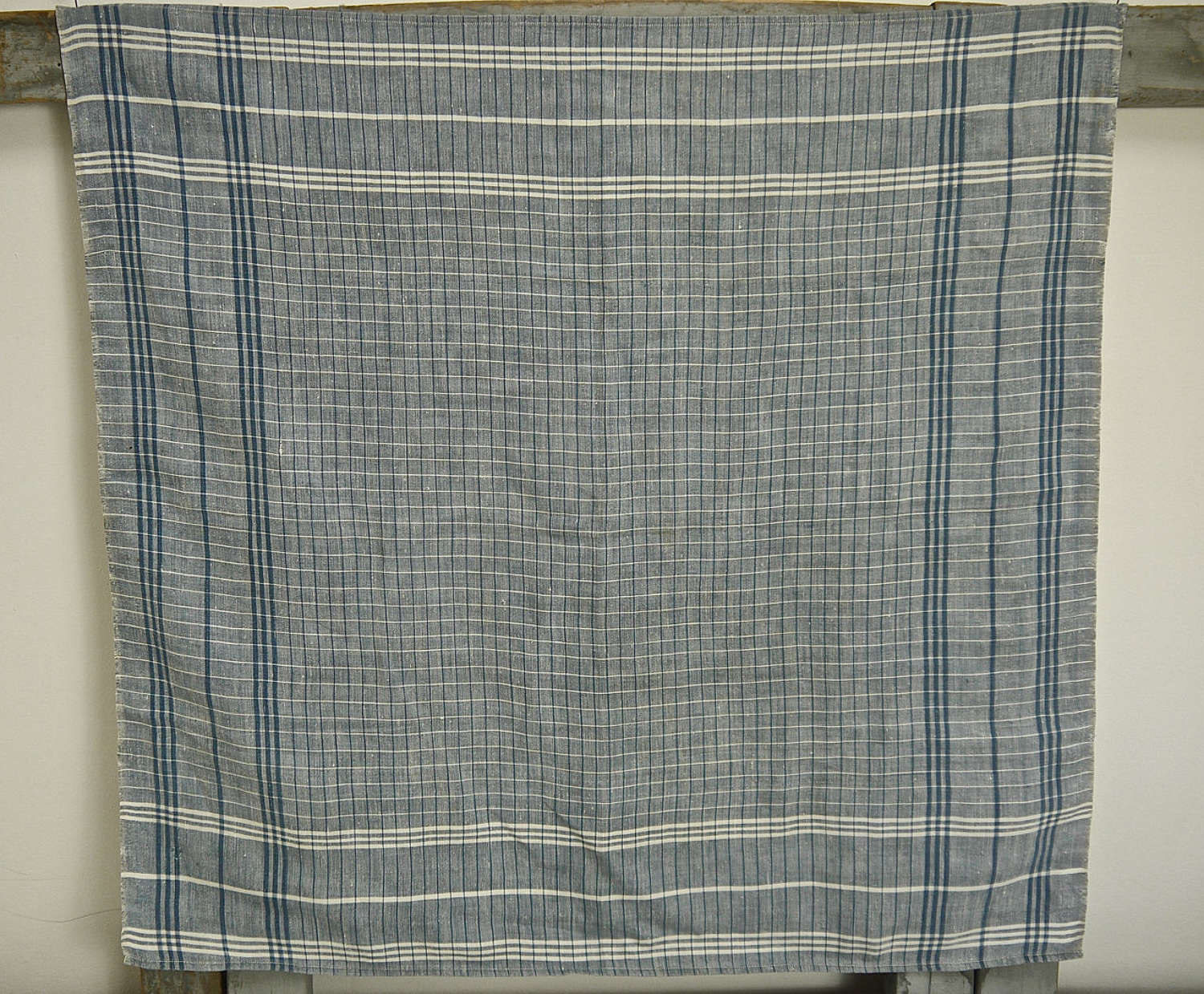 Blue Check Linen Mouchoir French 19th Century