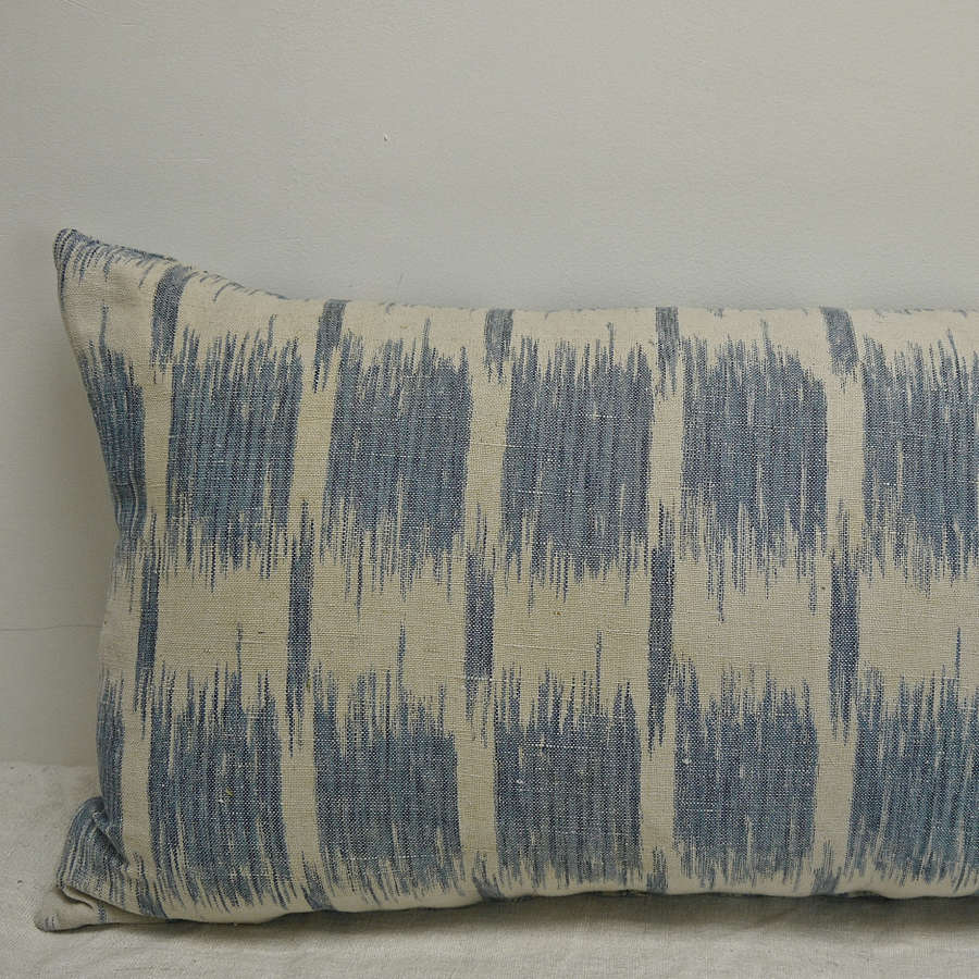 Faded Blue Flamme Cotton Cushion French 19th Century