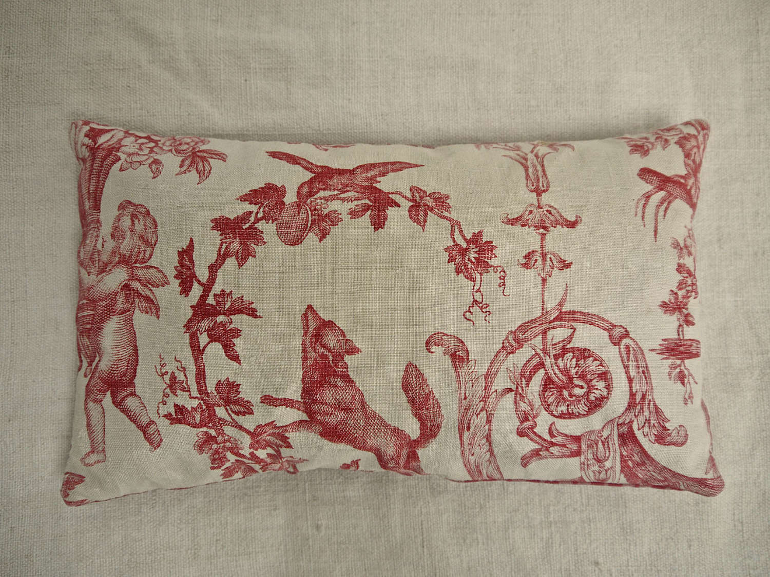 Red Toile Lavender Cushion French 19th Century