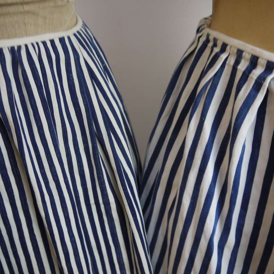 Blue & White Striped Cotton Jupons French 19th Century