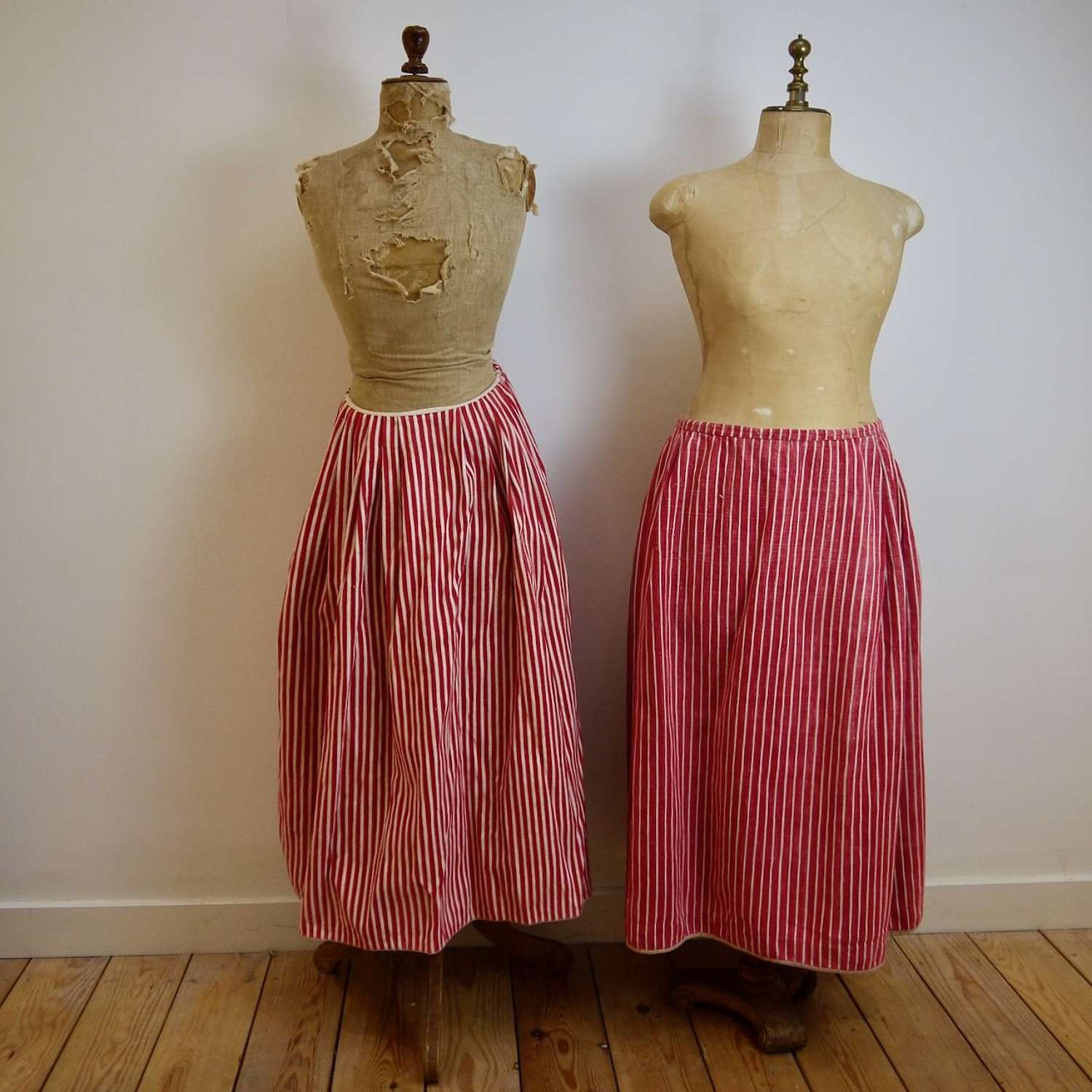 Red & White Striped Cotton Jupons French 19th Century