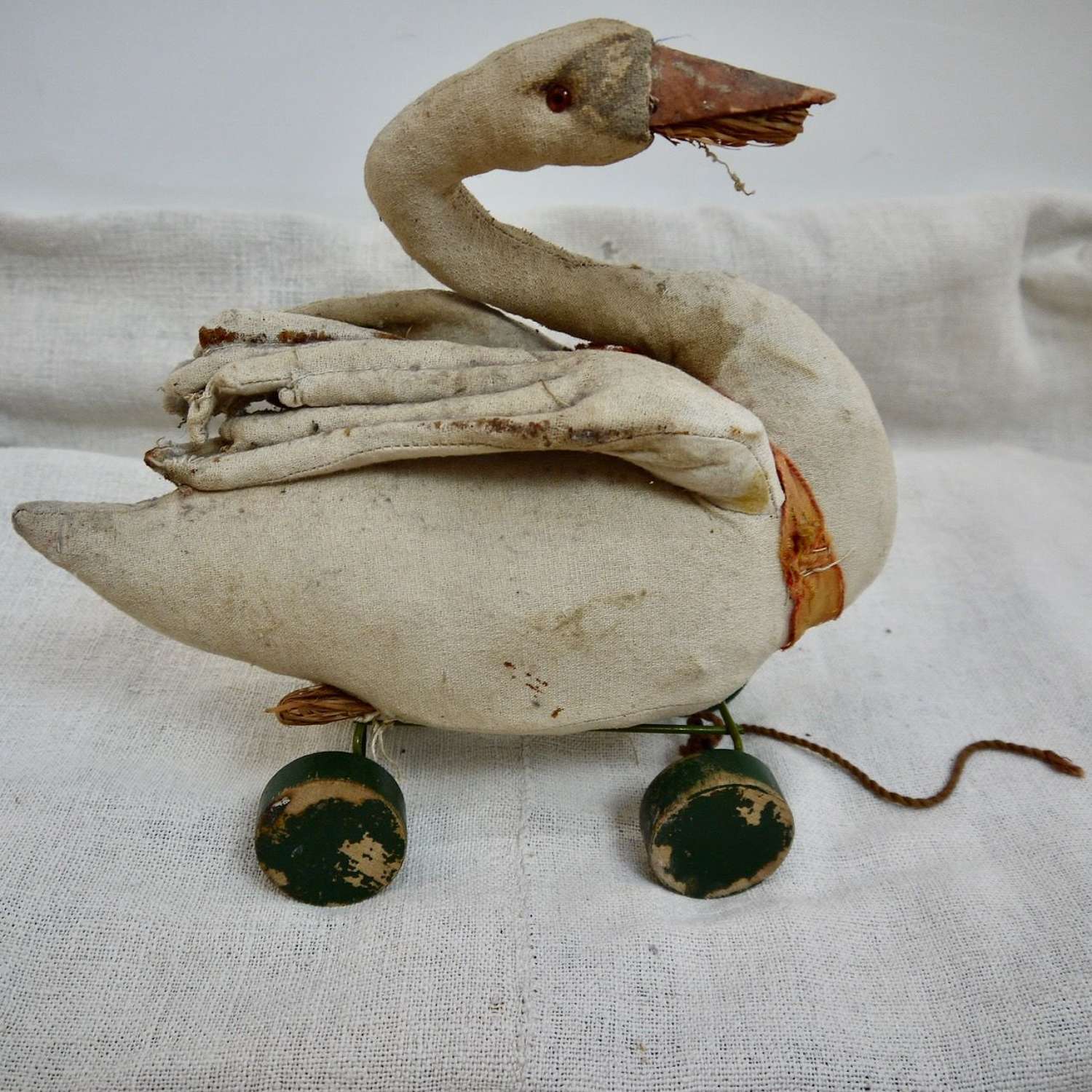 Toy Swan on  Wheels French Early 20th Century