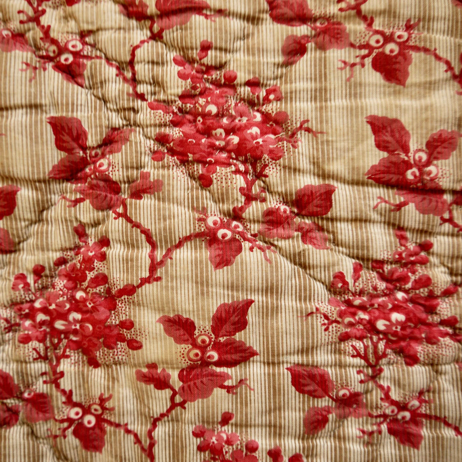 Blossom Print Cotton Quilt French 19th Century