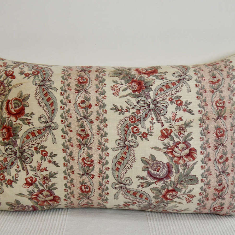 Roses Linen Cushion French Late 19th Century